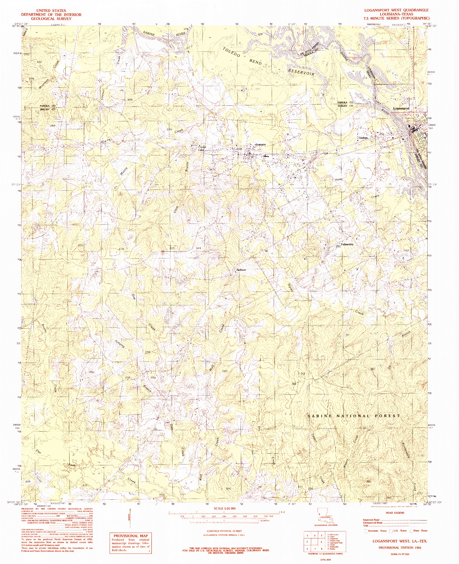 USGS 1:24000-SCALE QUADRANGLE FOR LOGANSPORT WEST, LA 1984