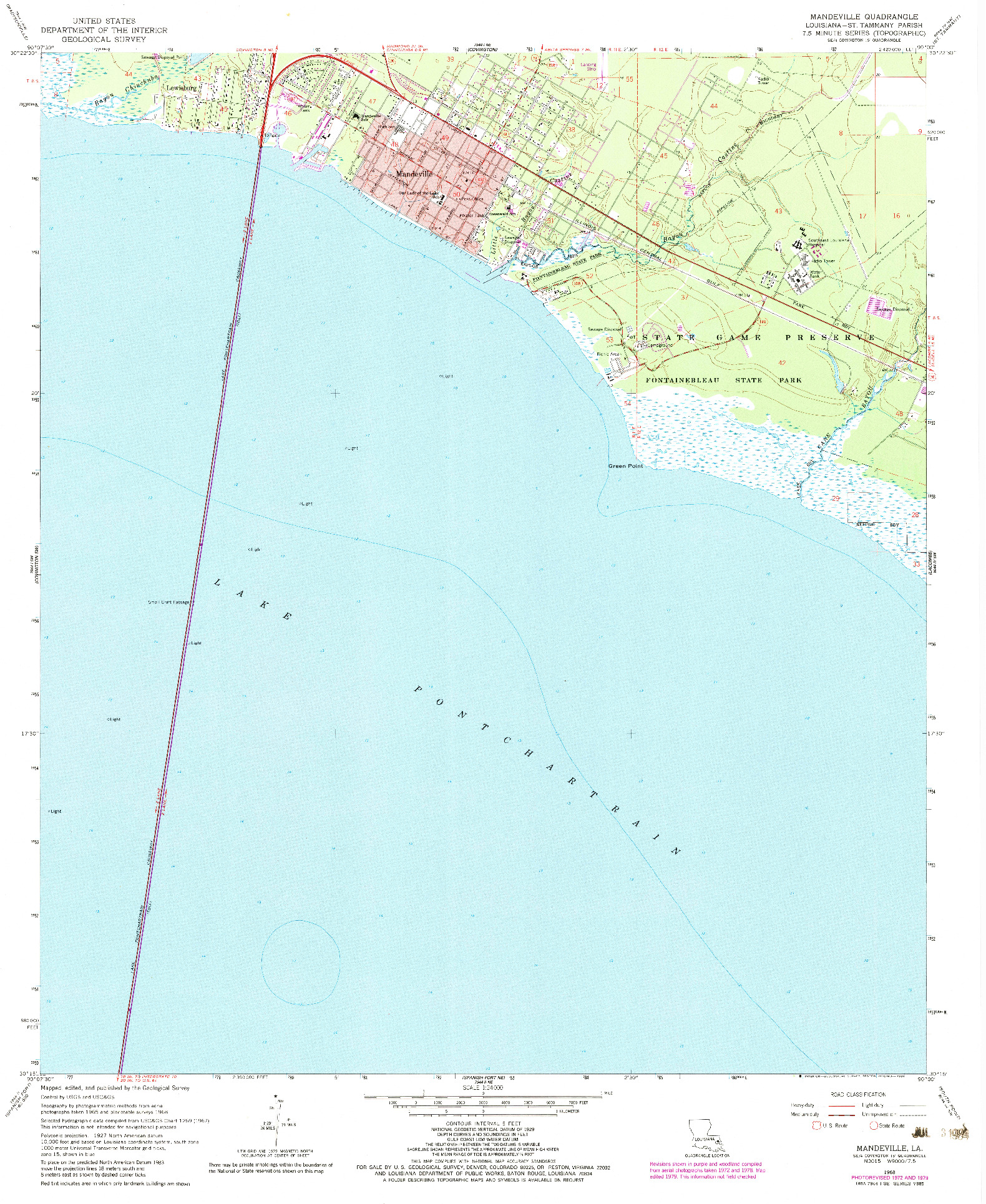 USGS 1:24000-SCALE QUADRANGLE FOR MANDEVILLE, LA 1968