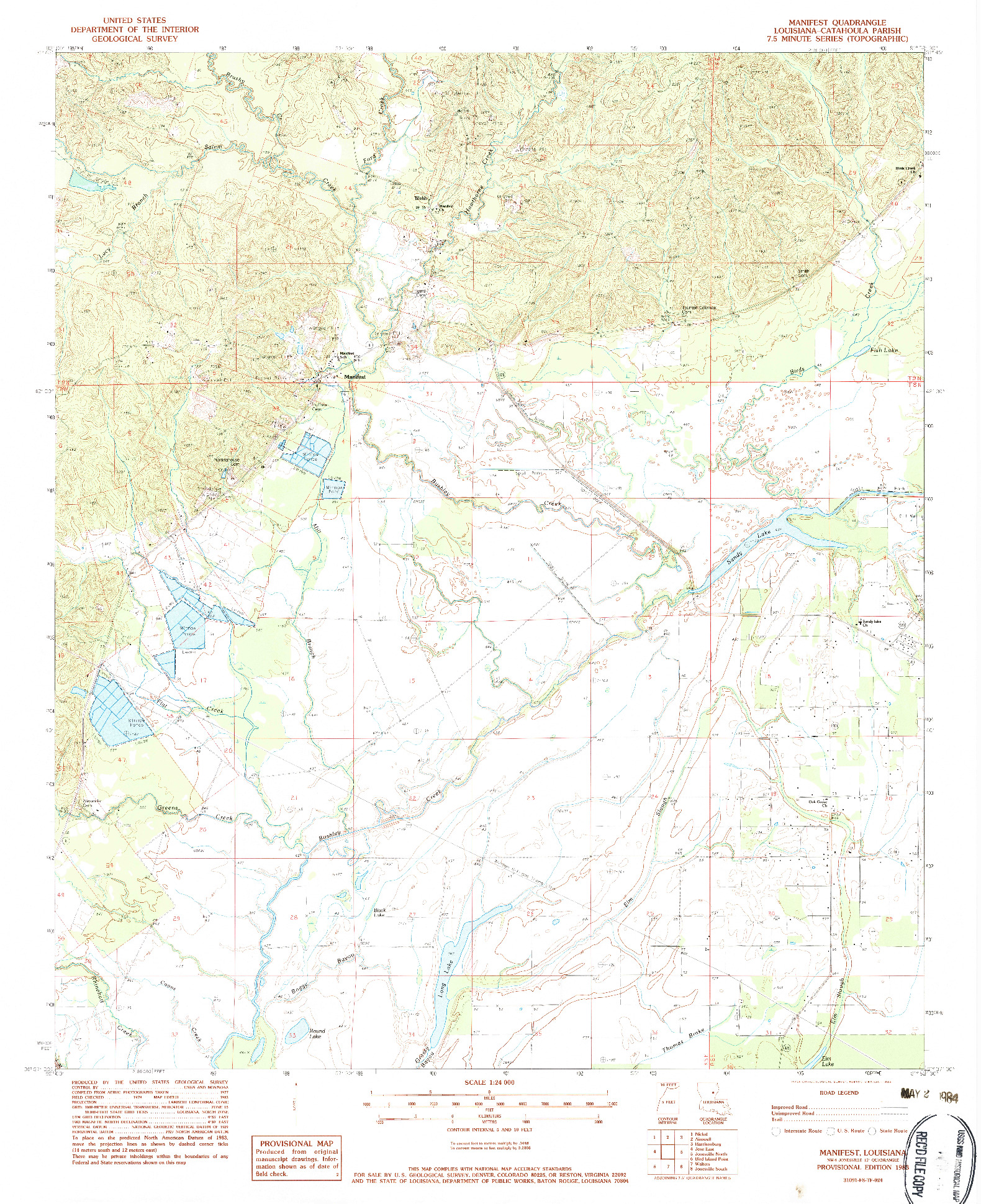 USGS 1:24000-SCALE QUADRANGLE FOR MANIFEST, LA 1983