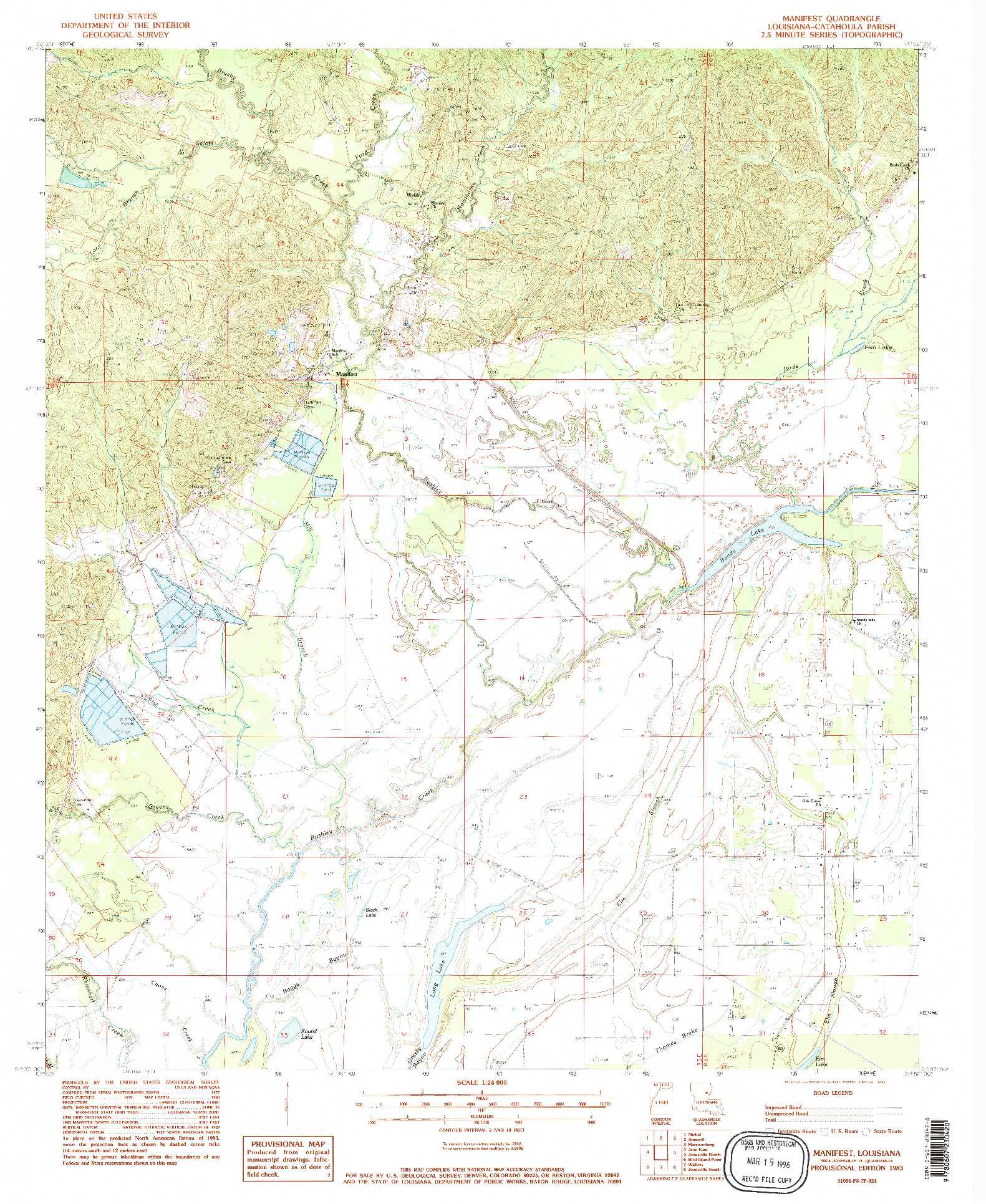 USGS 1:24000-SCALE QUADRANGLE FOR MANIFEST, LA 1983