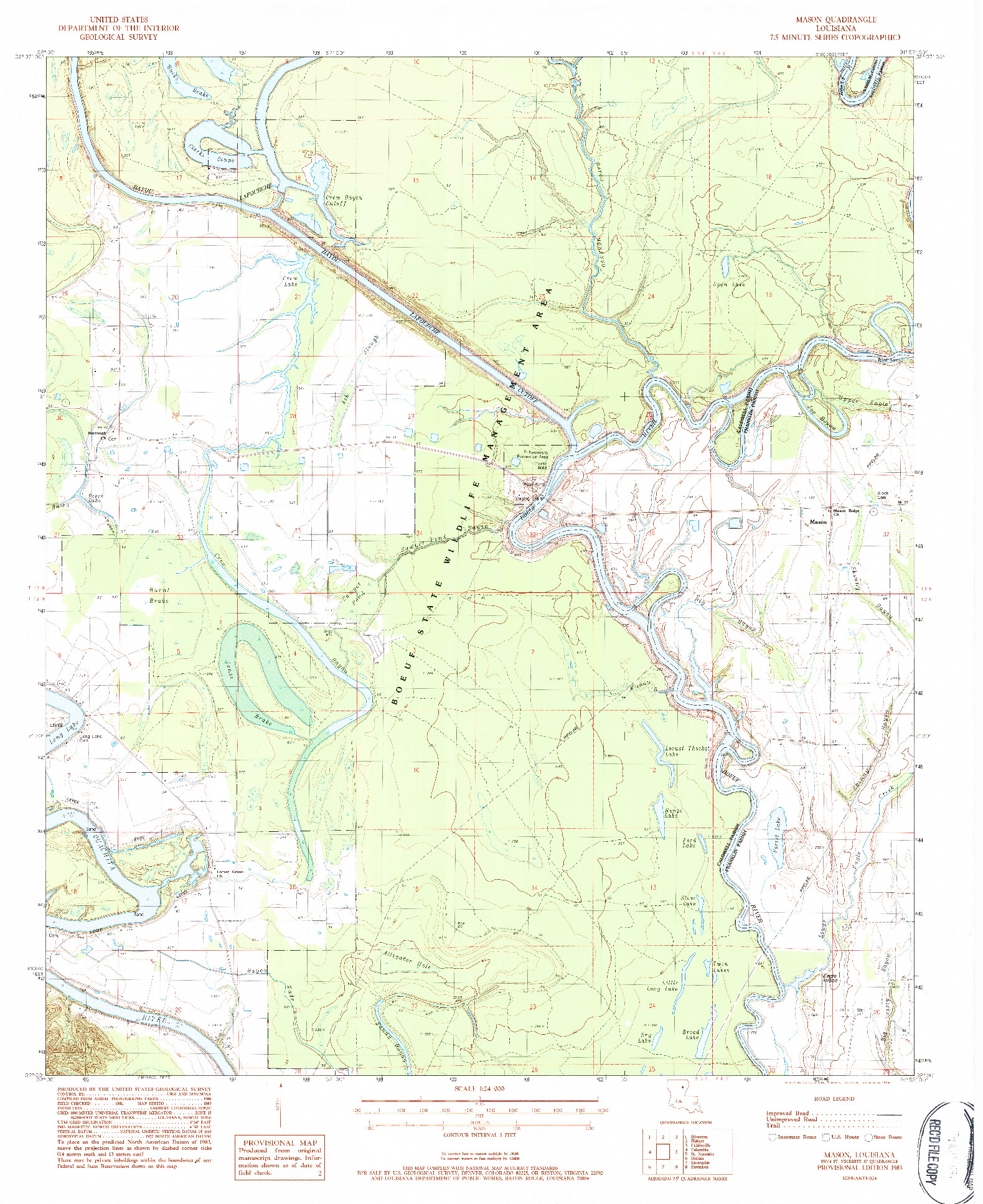 USGS 1:24000-SCALE QUADRANGLE FOR MASON, LA 1983