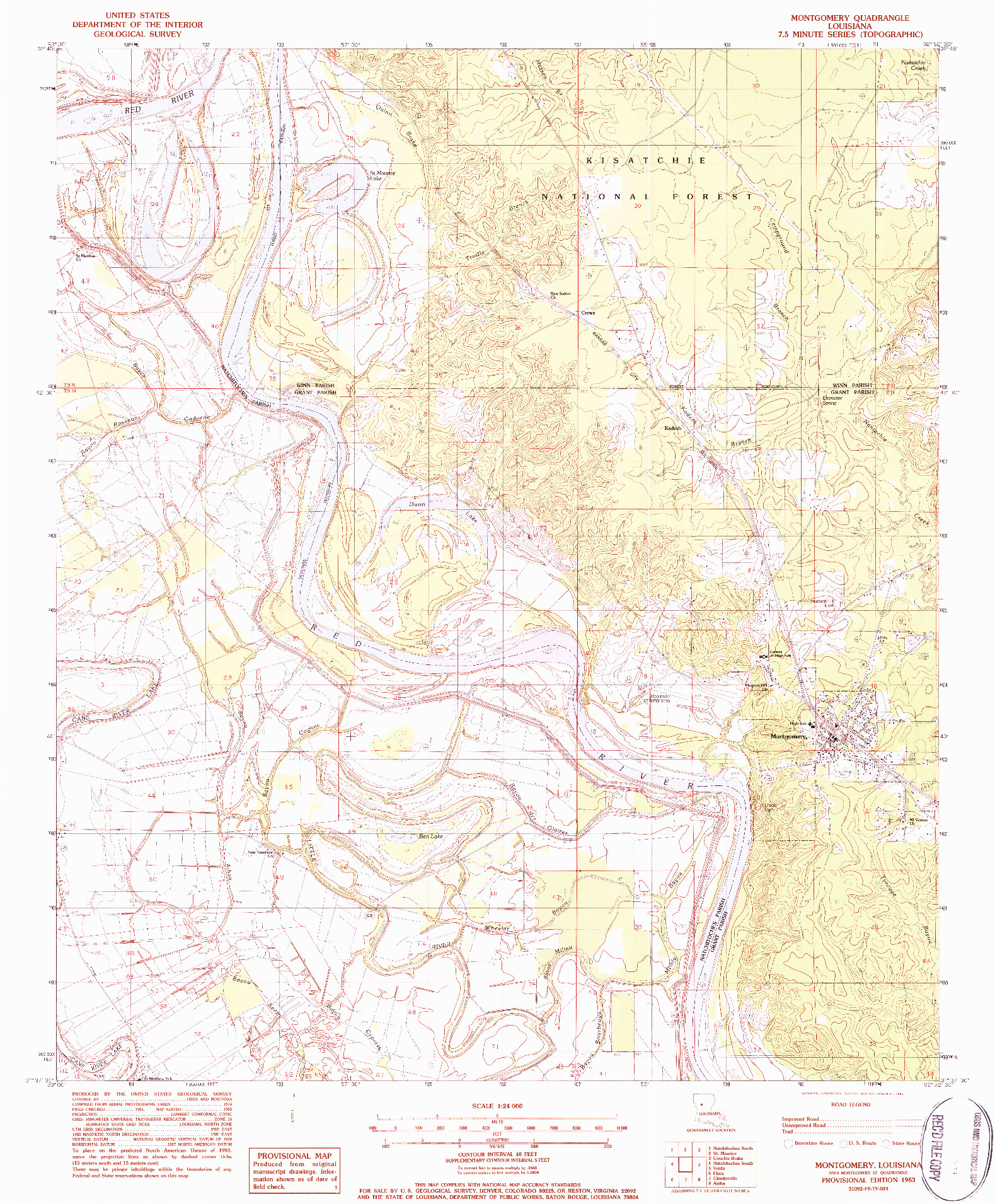 USGS 1:24000-SCALE QUADRANGLE FOR MONTGOMERY, LA 1983