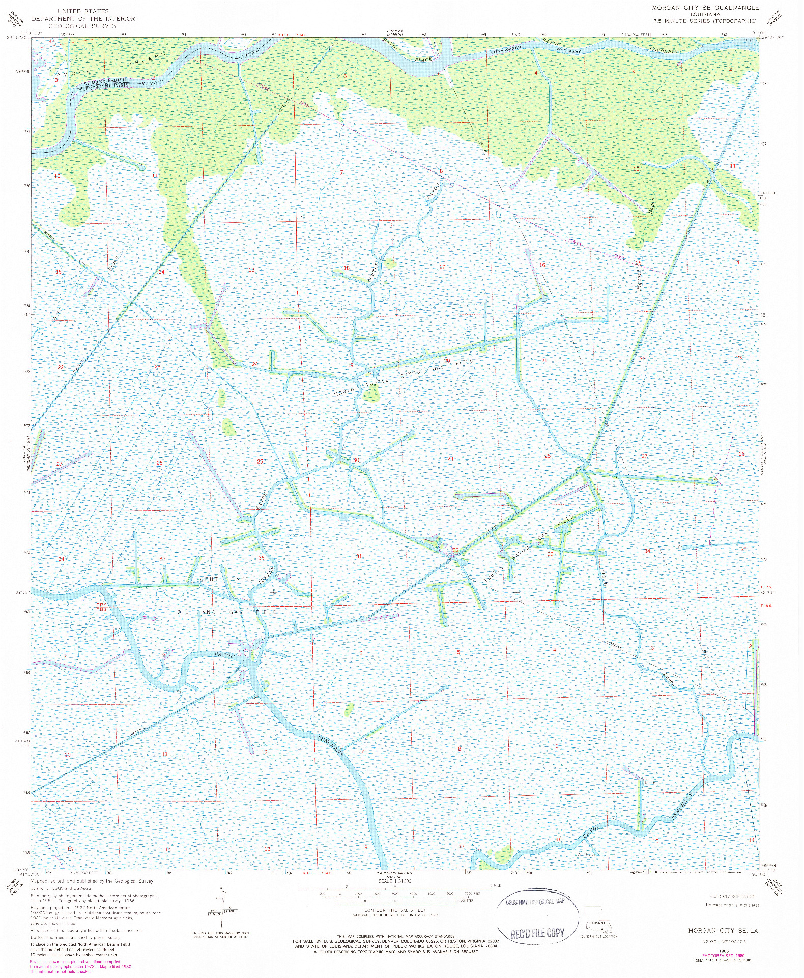 USGS 1:24000-SCALE QUADRANGLE FOR MORGAN CITY SE, LA 1966