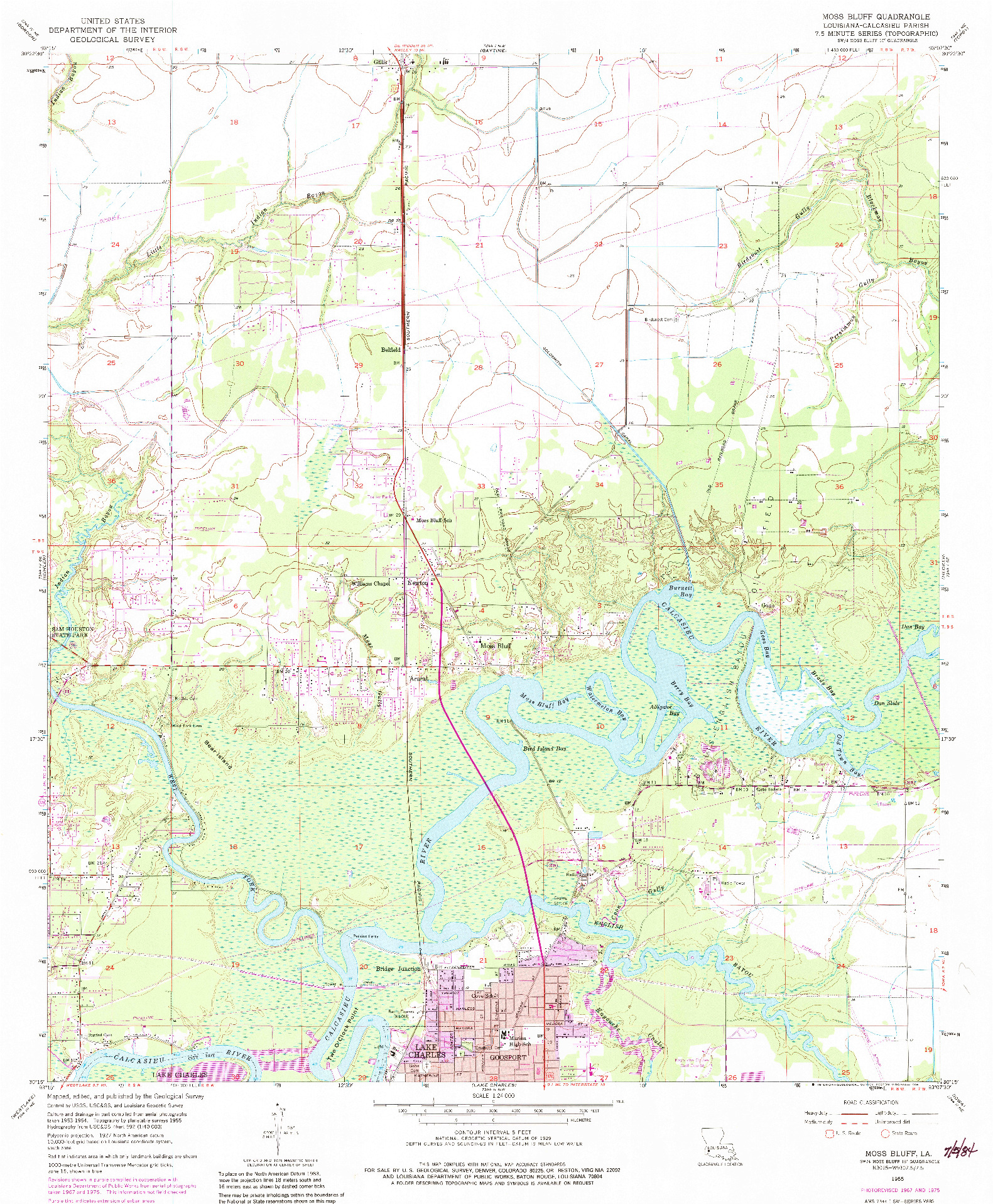 USGS 1:24000-SCALE QUADRANGLE FOR MOSS BLUFF, LA 1955