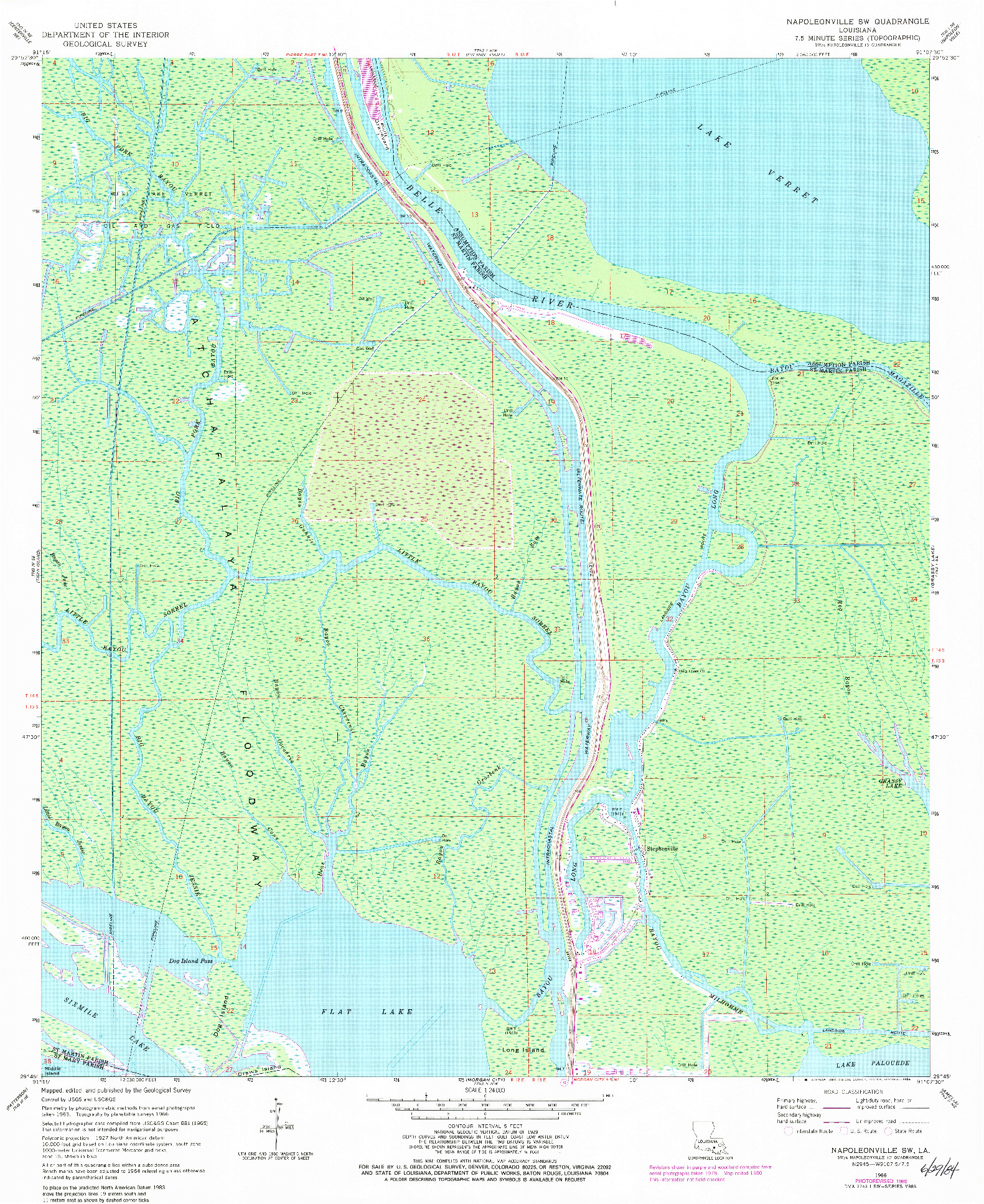 USGS 1:24000-SCALE QUADRANGLE FOR NAPOLEONVILLE SW, LA 1966