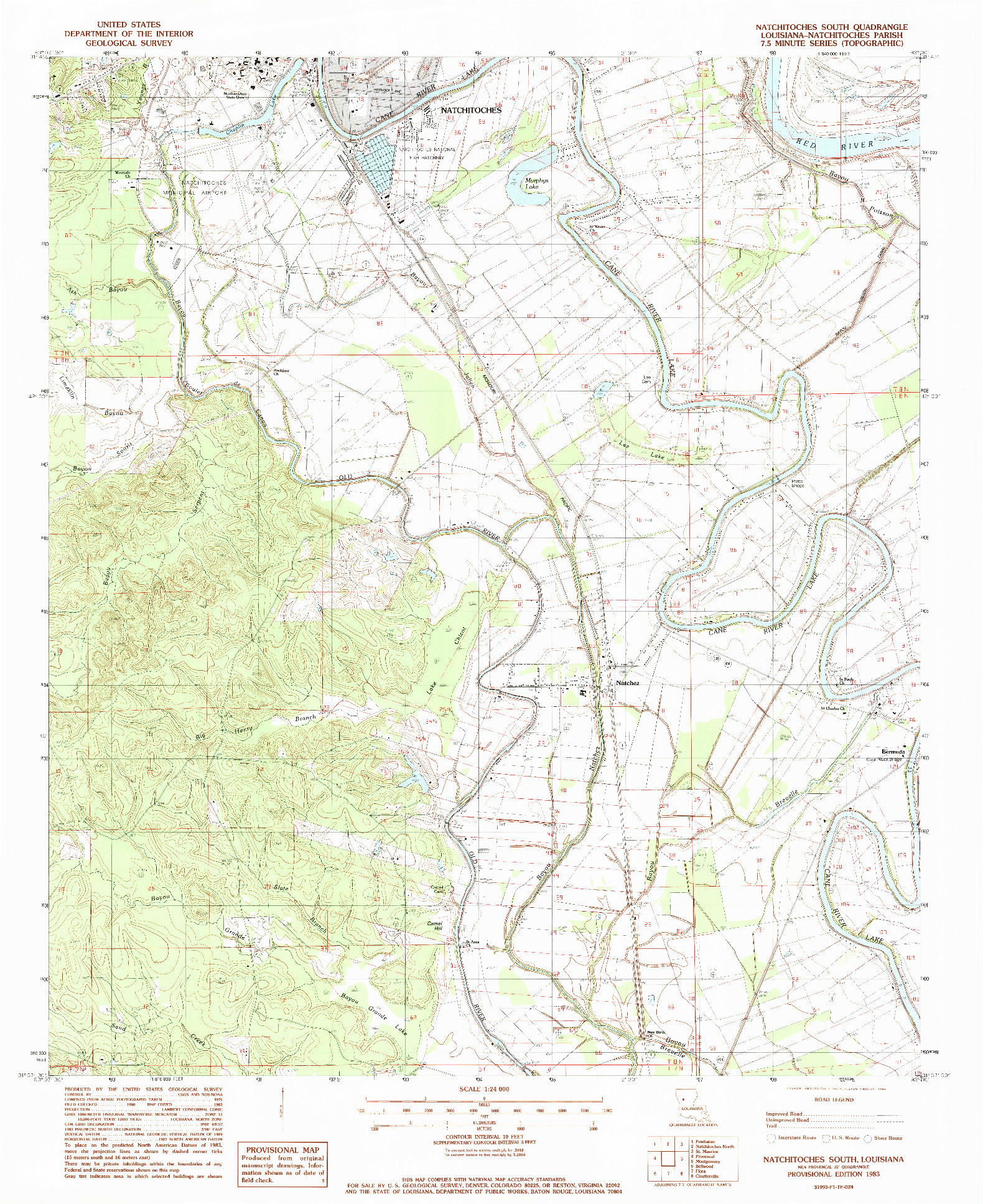 USGS 1:24000-SCALE QUADRANGLE FOR NATCHITOCHES SOUTH, LA 1983