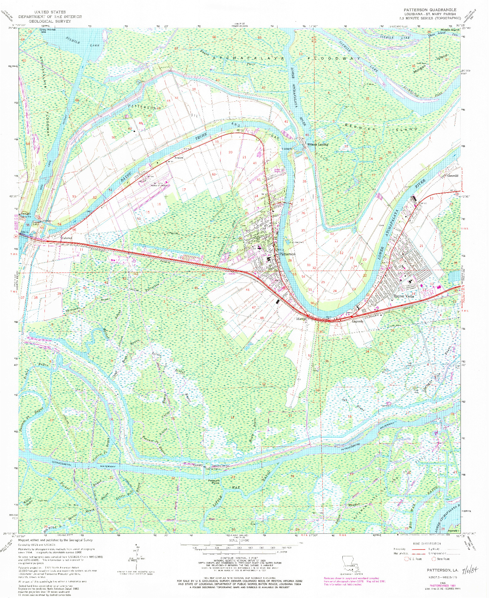 USGS 1:24000-SCALE QUADRANGLE FOR PATTERSON, LA 1966