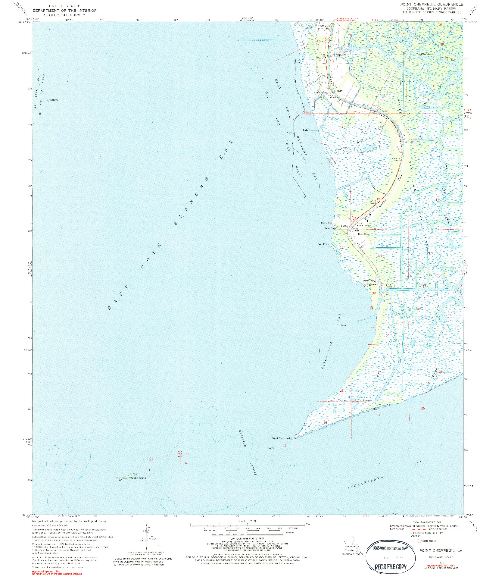 USGS 1:24000-SCALE QUADRANGLE FOR POINT CHEVREUIL, LA 1970