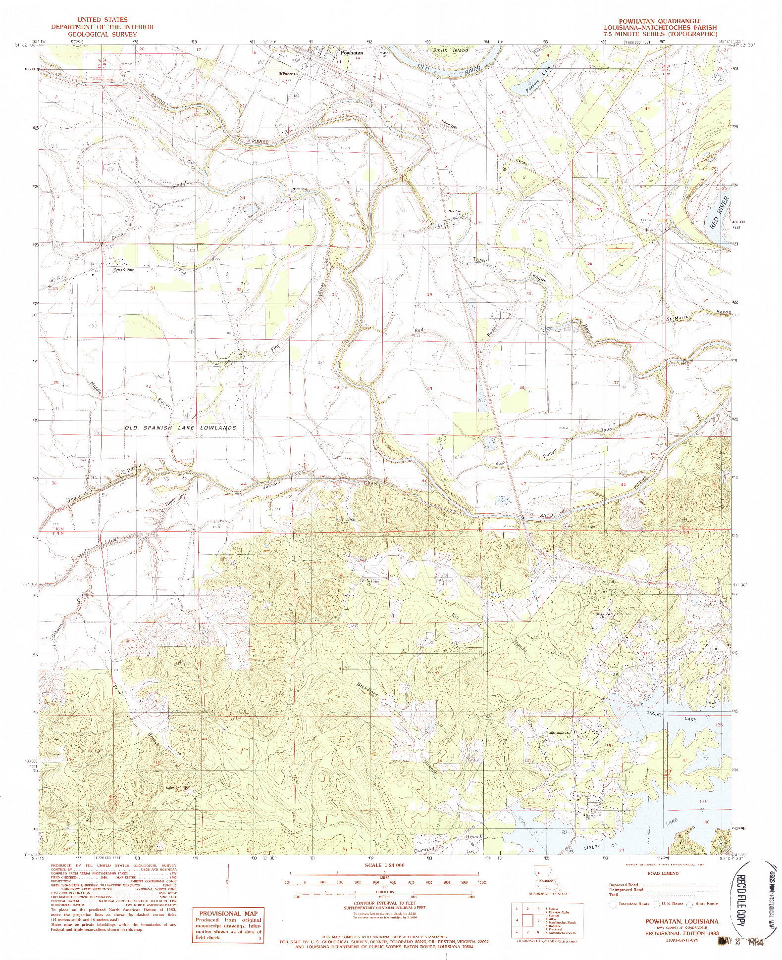 USGS 1:24000-SCALE QUADRANGLE FOR POWHATAN, LA 1983