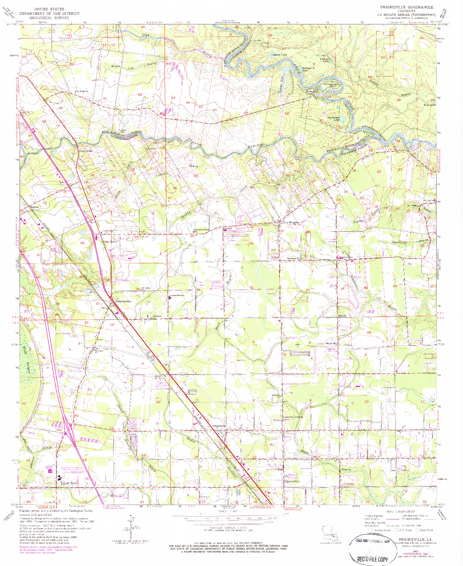 USGS 1:24000-SCALE QUADRANGLE FOR PRAIRIEVILLE, LA 1963