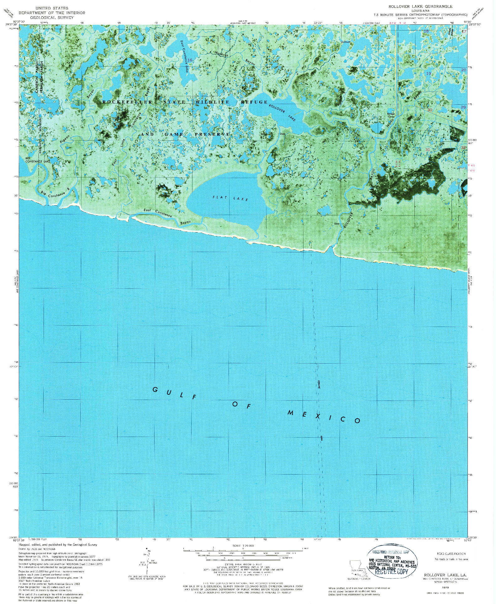 USGS 1:24000-SCALE QUADRANGLE FOR ROLLOVER LAKE, LA 1979