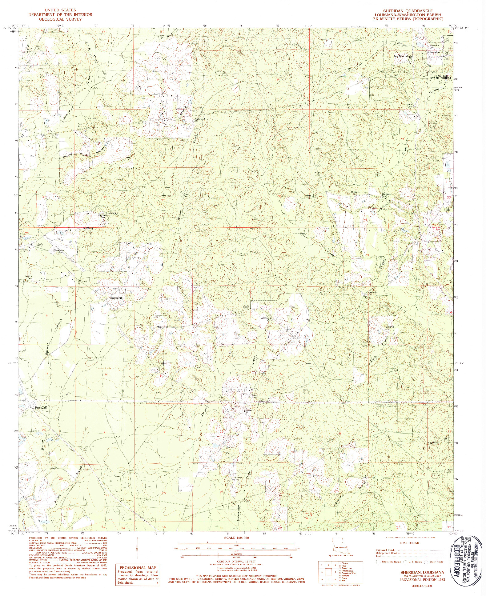 USGS 1:24000-SCALE QUADRANGLE FOR SHERIDAN, LA 1983