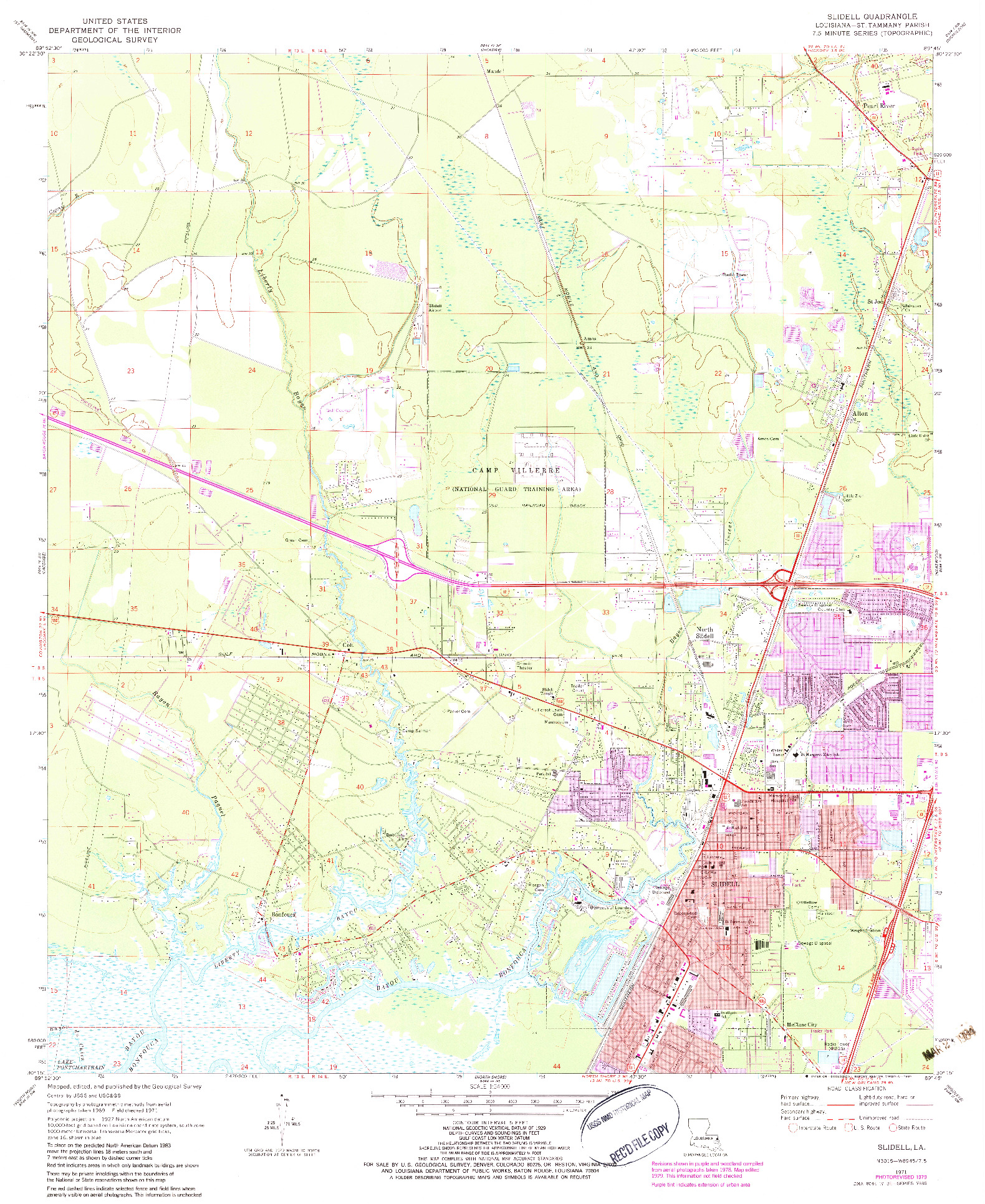 USGS 1:24000-SCALE QUADRANGLE FOR SLIDELL, LA 1971