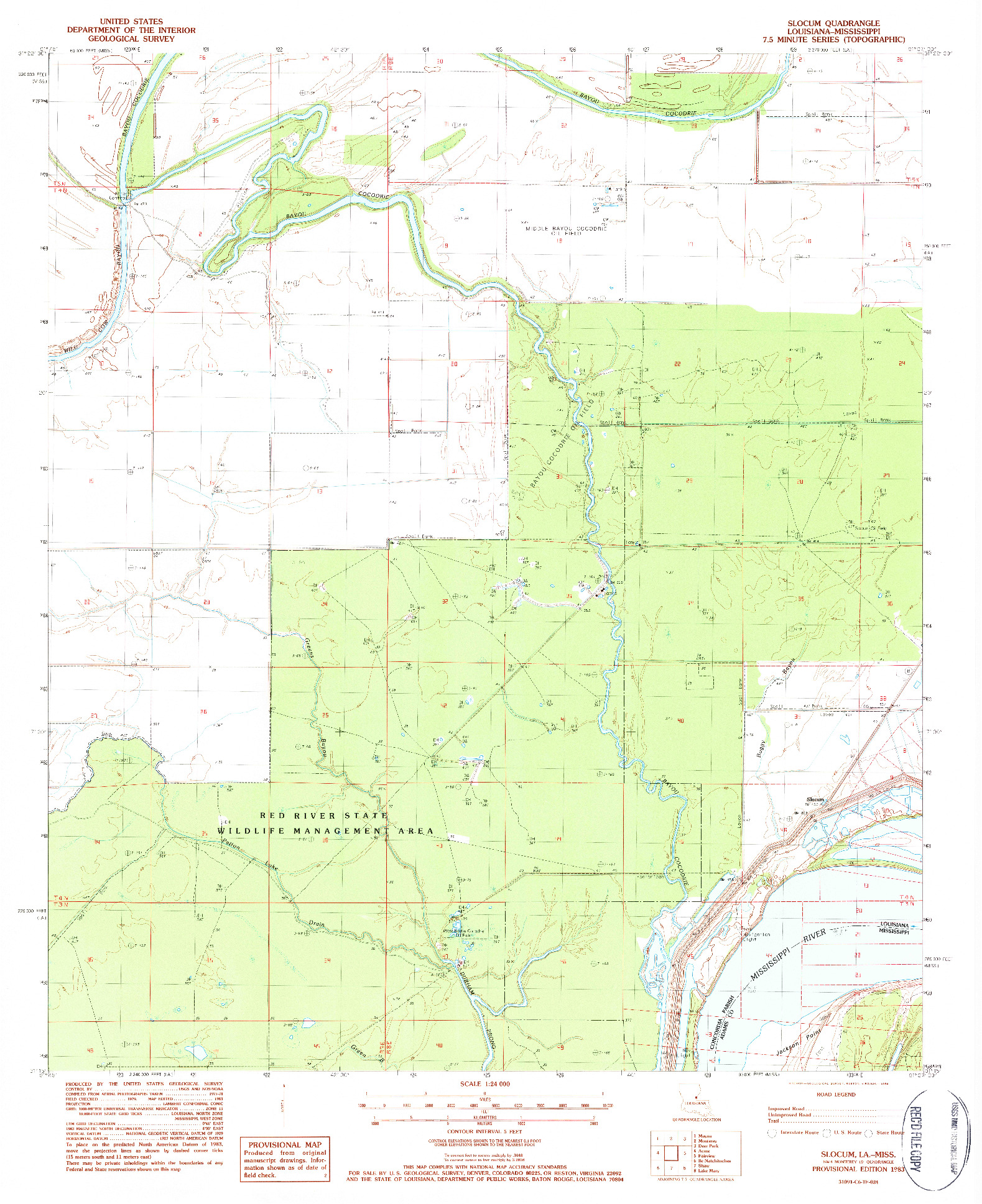 USGS 1:24000-SCALE QUADRANGLE FOR SLOCUM, LA 1983