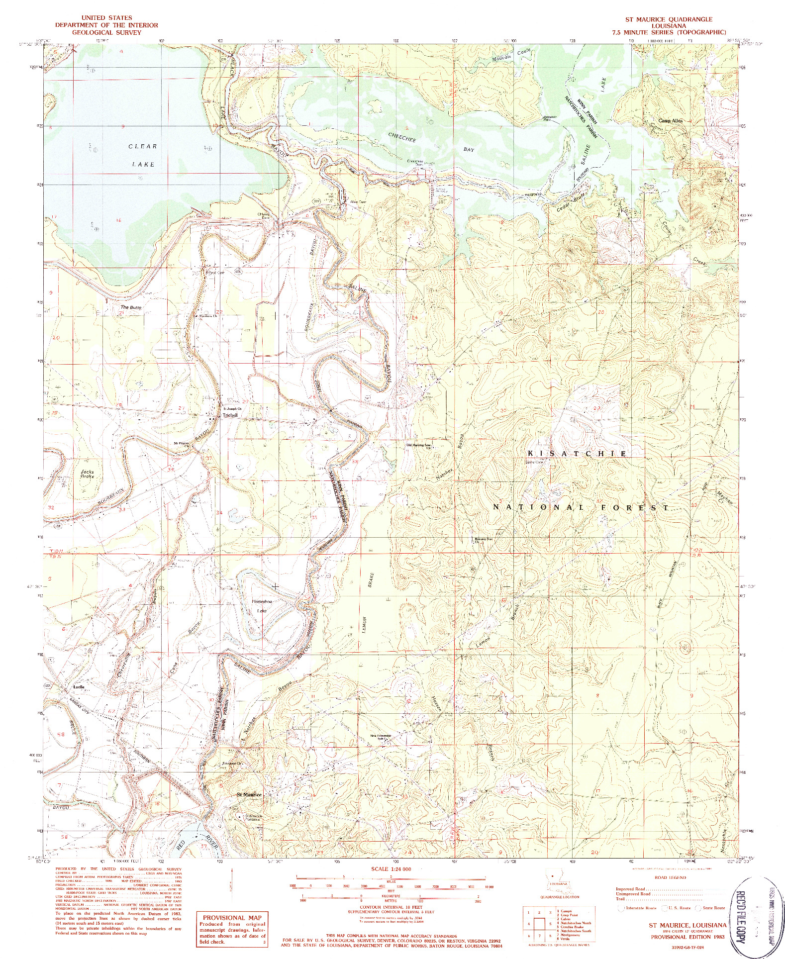 USGS 1:24000-SCALE QUADRANGLE FOR ST. MAURICE, LA 1983
