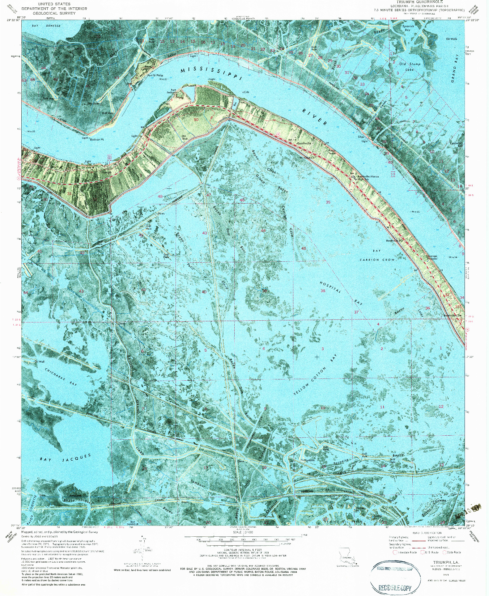 USGS 1:24000-SCALE QUADRANGLE FOR TRIUMPH, LA 1971