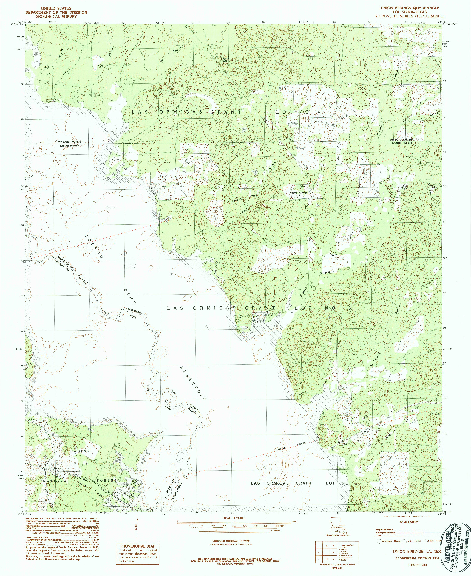 USGS 1:24000-SCALE QUADRANGLE FOR UNION SPRINGS, LA 1984