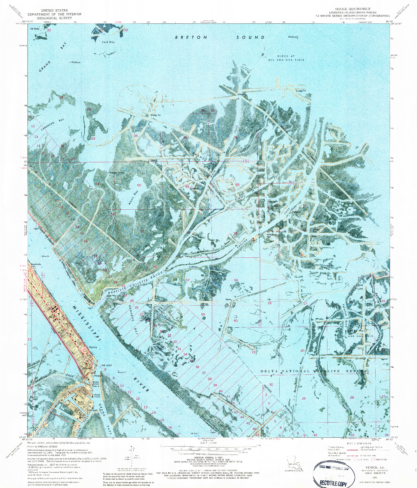 USGS 1:24000-SCALE QUADRANGLE FOR VENICE, LA 1971