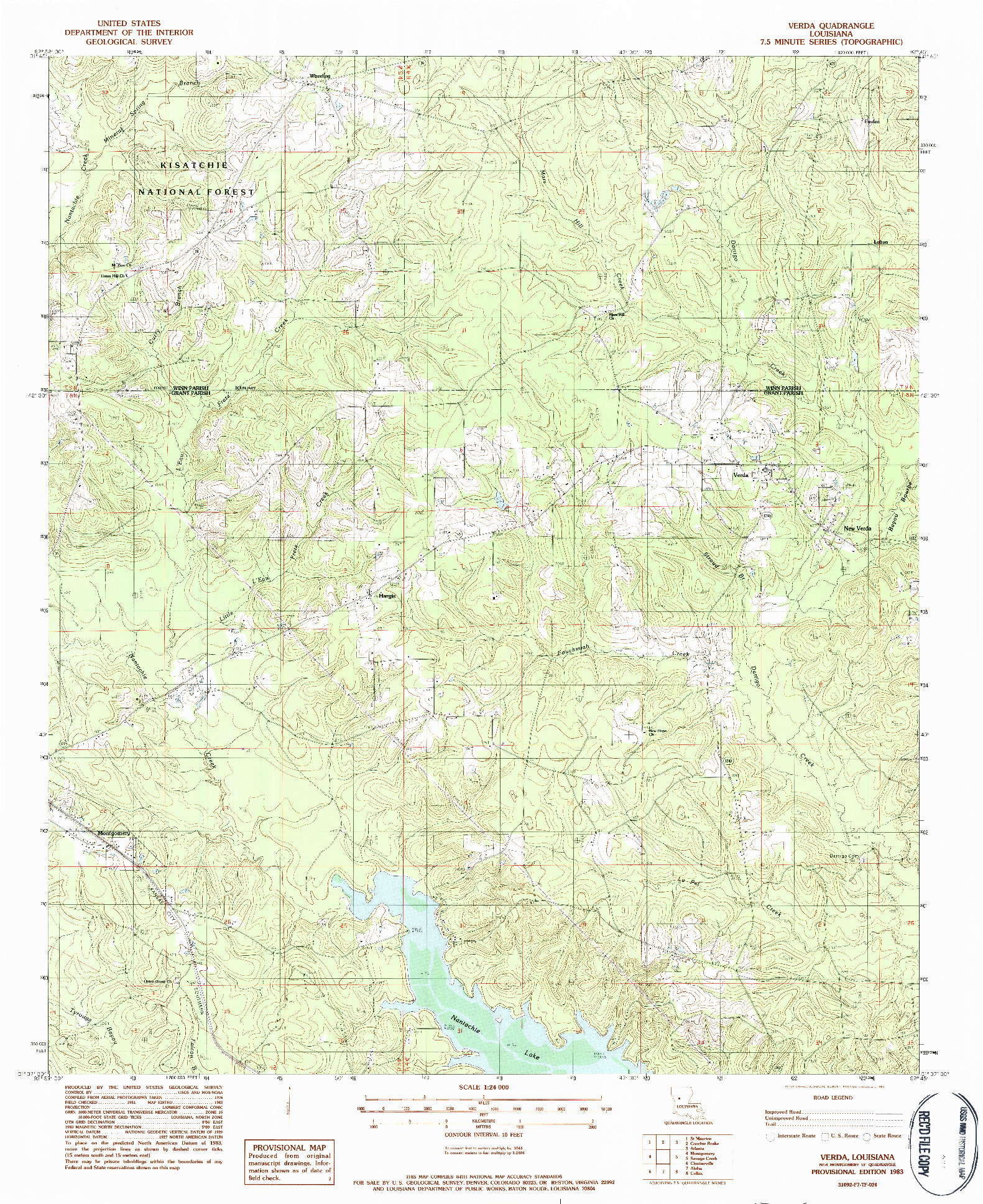 USGS 1:24000-SCALE QUADRANGLE FOR VERDA, LA 1983