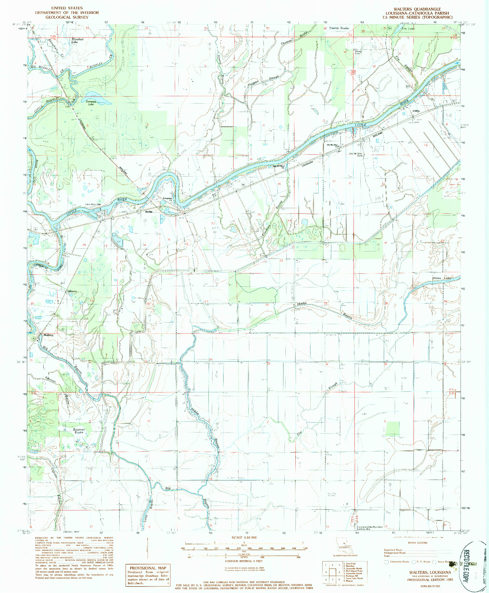 USGS 1:24000-SCALE QUADRANGLE FOR WALTERS, LA 1983