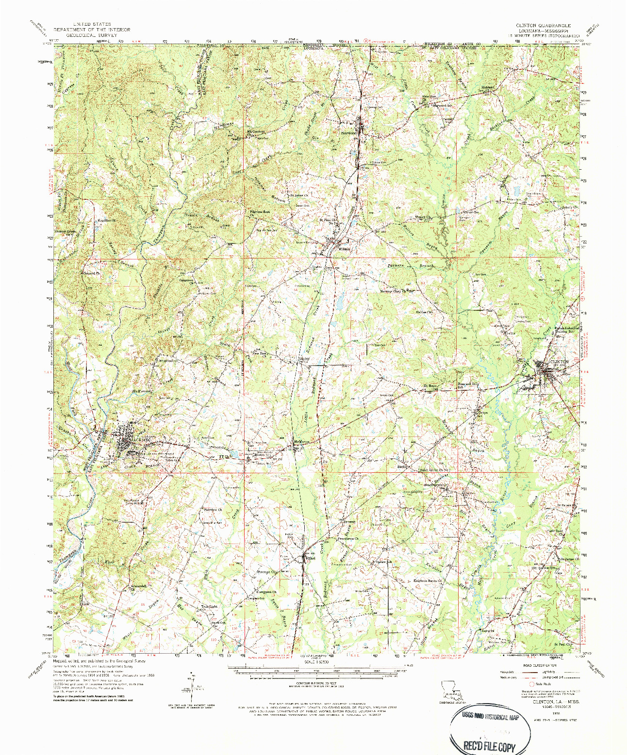 USGS 1:62500-SCALE QUADRANGLE FOR CLINTON, LA 1958