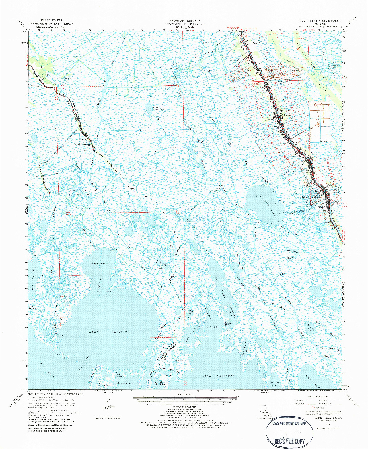 USGS 1:62500-SCALE QUADRANGLE FOR LAKE FELICITY, LA 1964