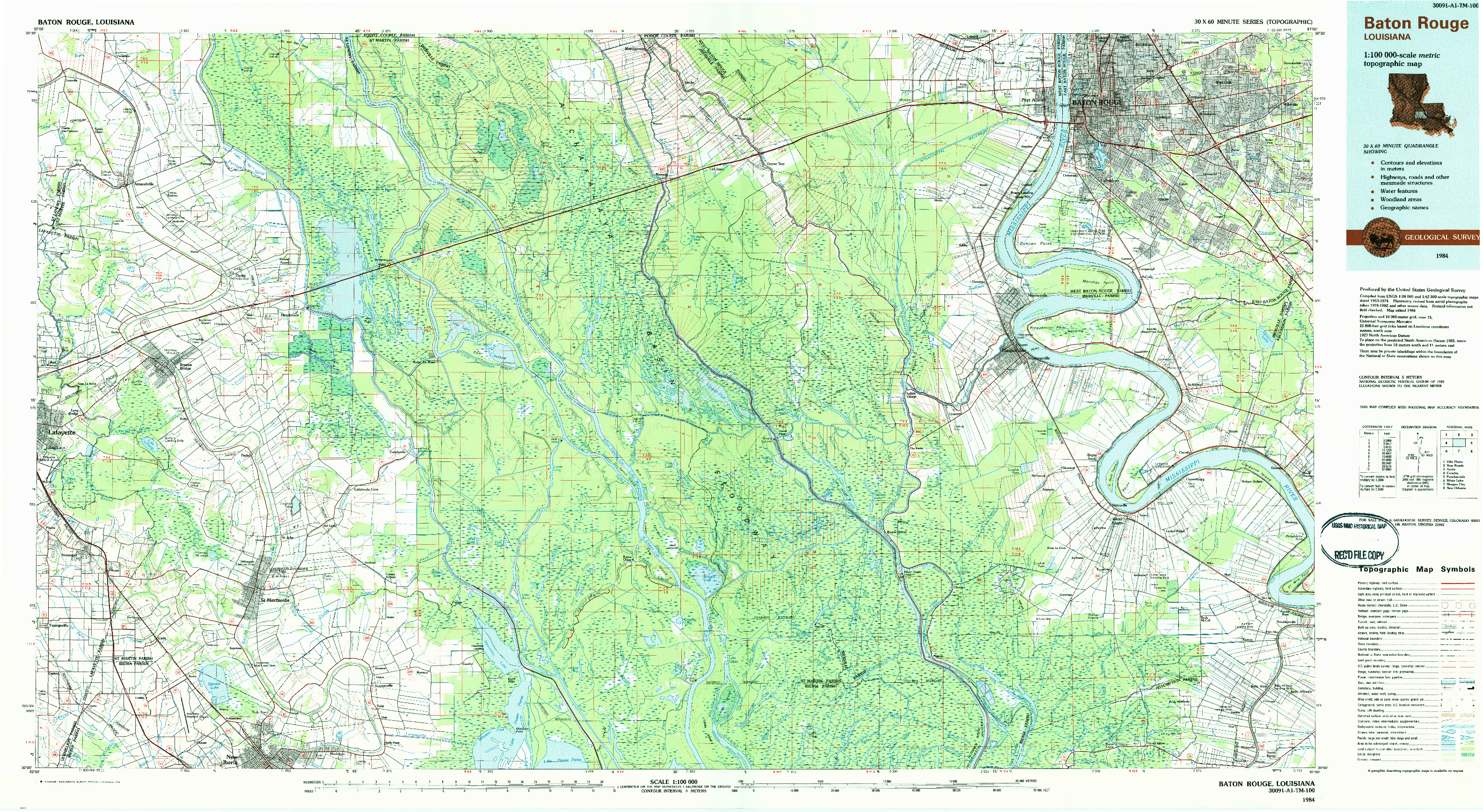 USGS 1:100000-SCALE QUADRANGLE FOR BATON ROUGE, LA 1984