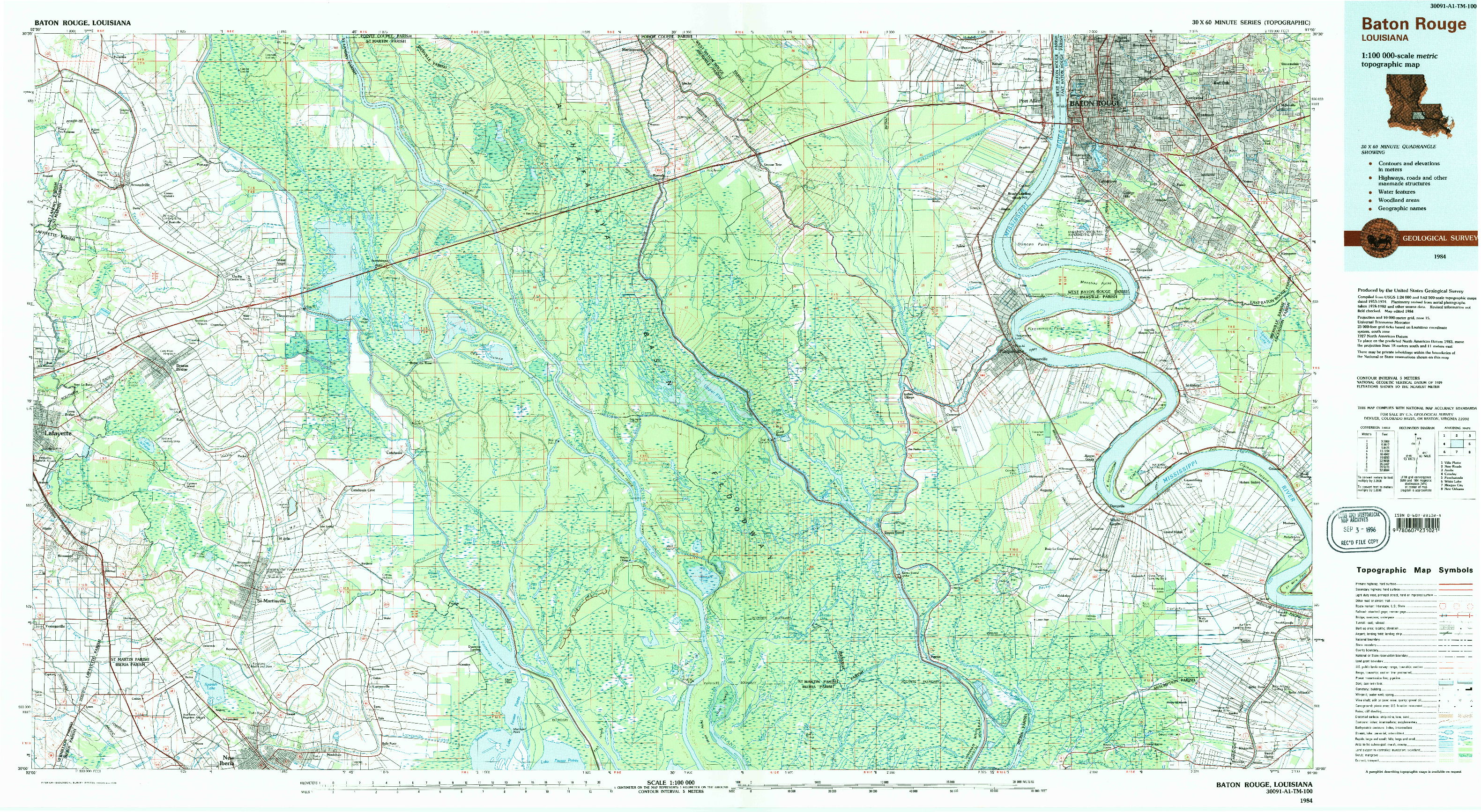 USGS 1:100000-SCALE QUADRANGLE FOR BATON ROUGE, LA 1984