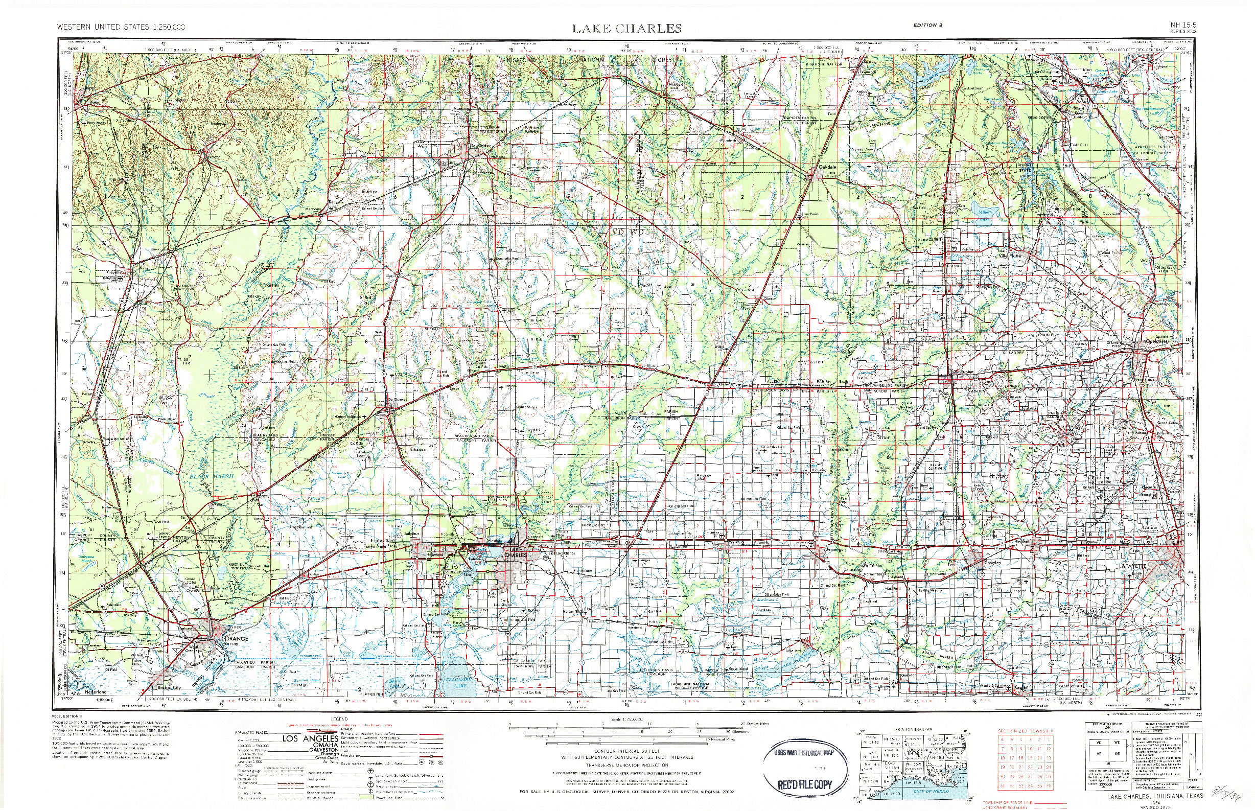 USGS 1:250000-SCALE QUADRANGLE FOR LAKE CHARLES, LA 1954