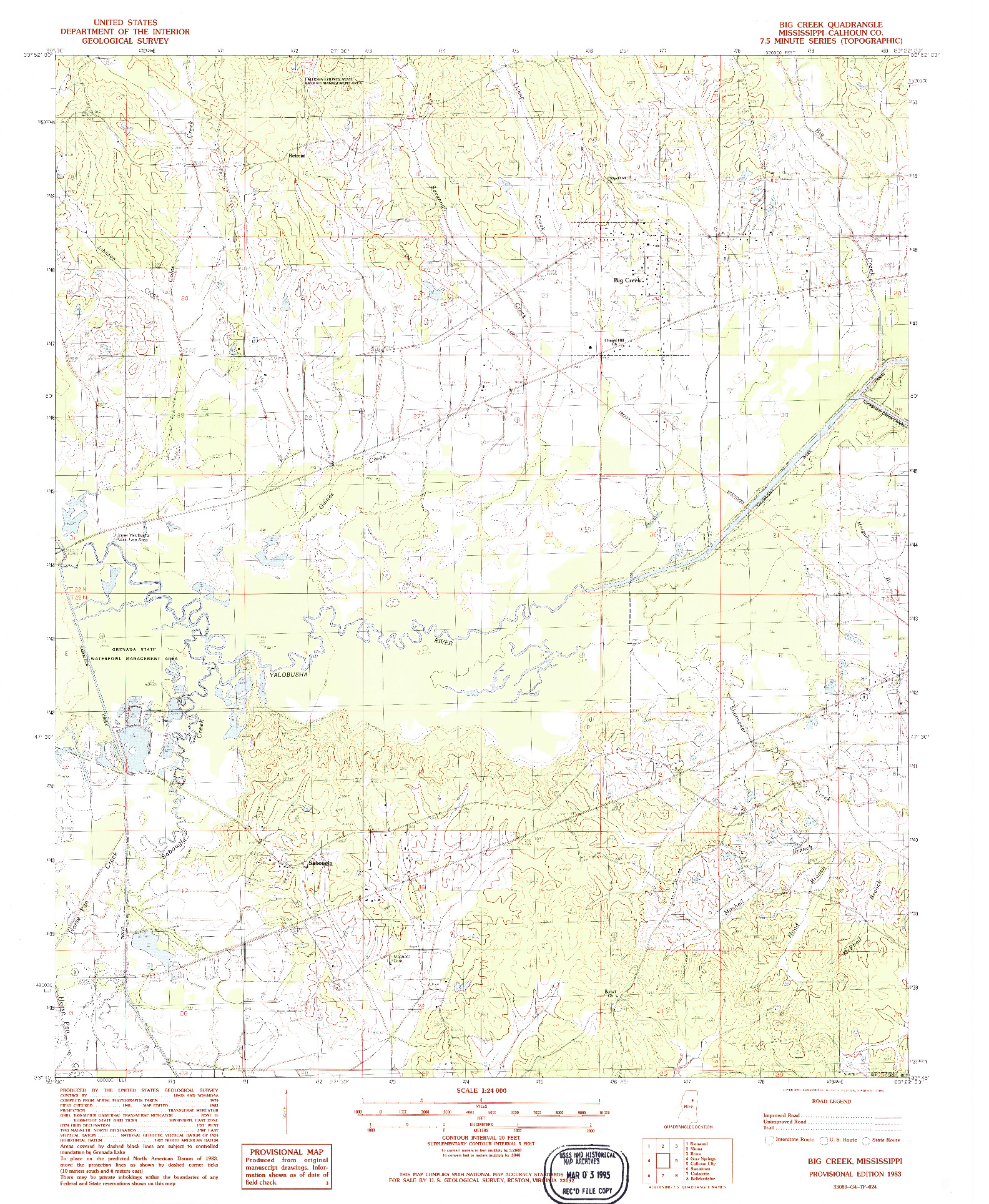 USGS 1:24000-SCALE QUADRANGLE FOR BIG CREEK, MS 1983