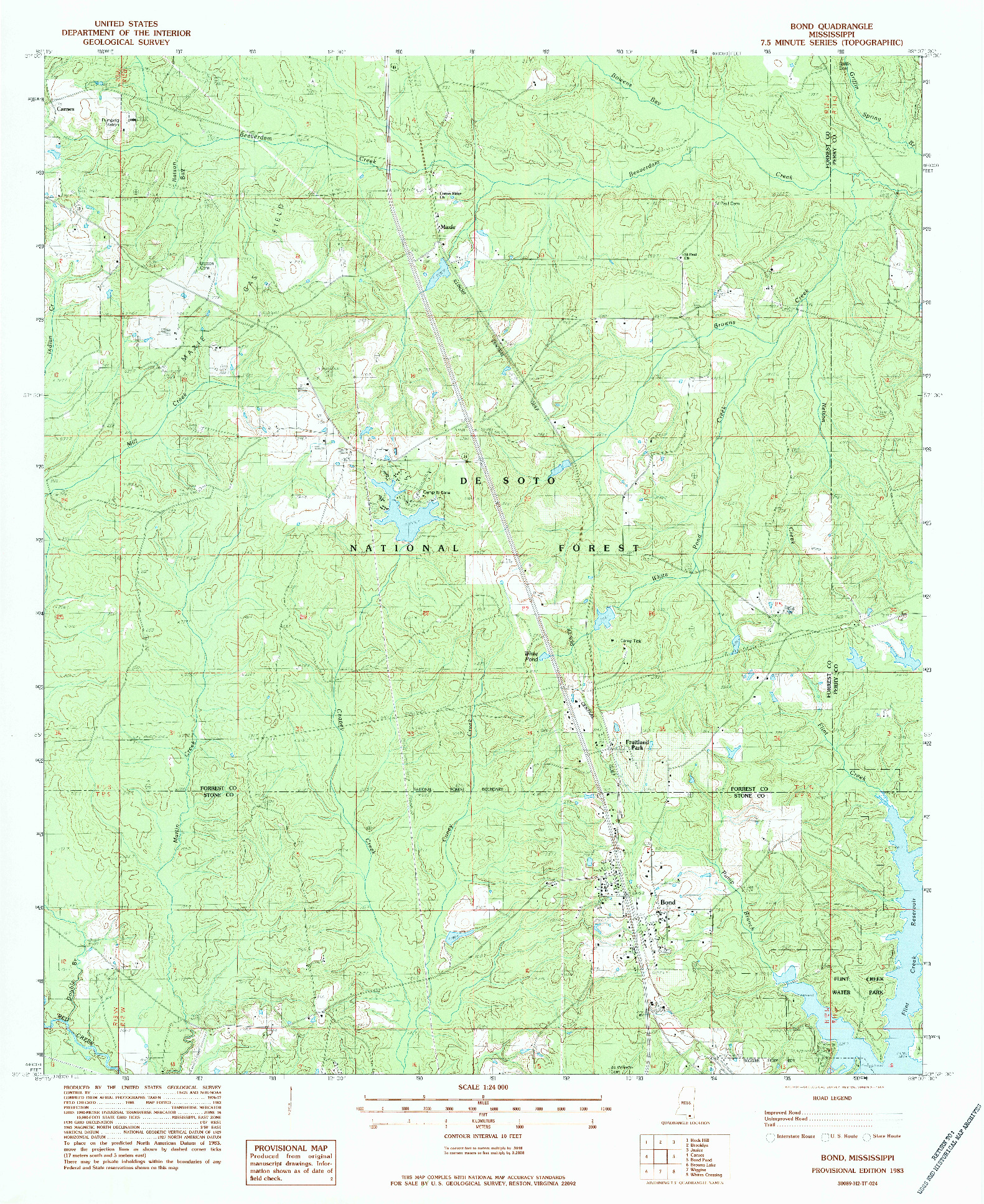 USGS 1:24000-SCALE QUADRANGLE FOR BOND, MS 1983