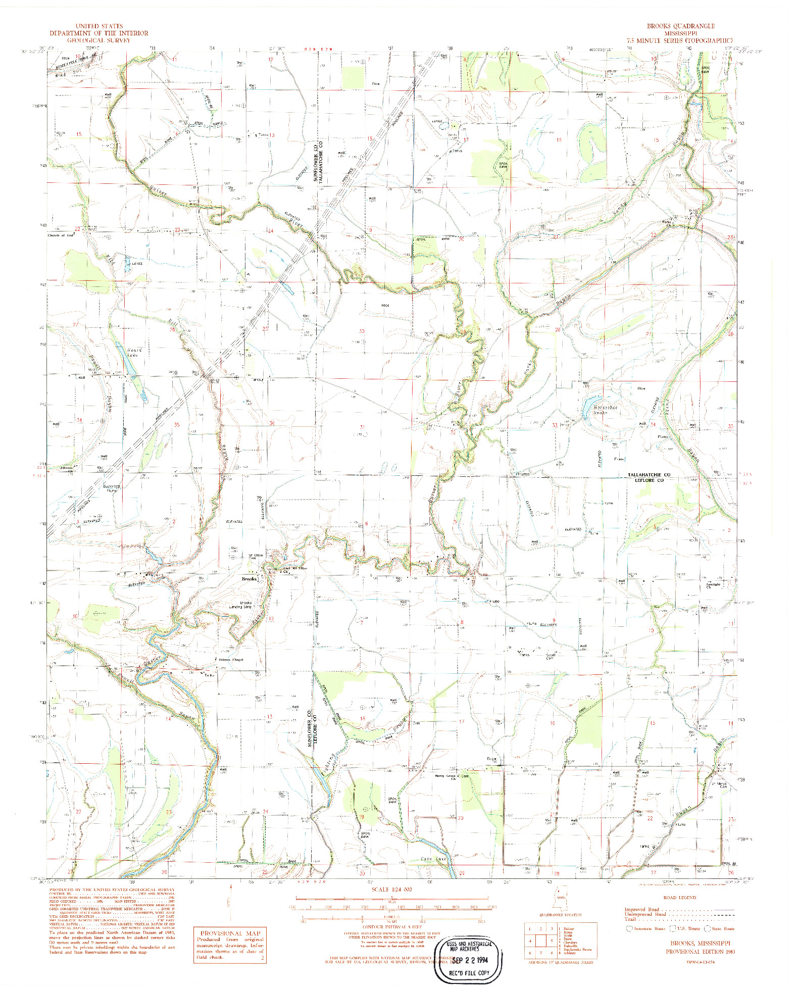 USGS 1:24000-SCALE QUADRANGLE FOR BROOKS, MS 1983