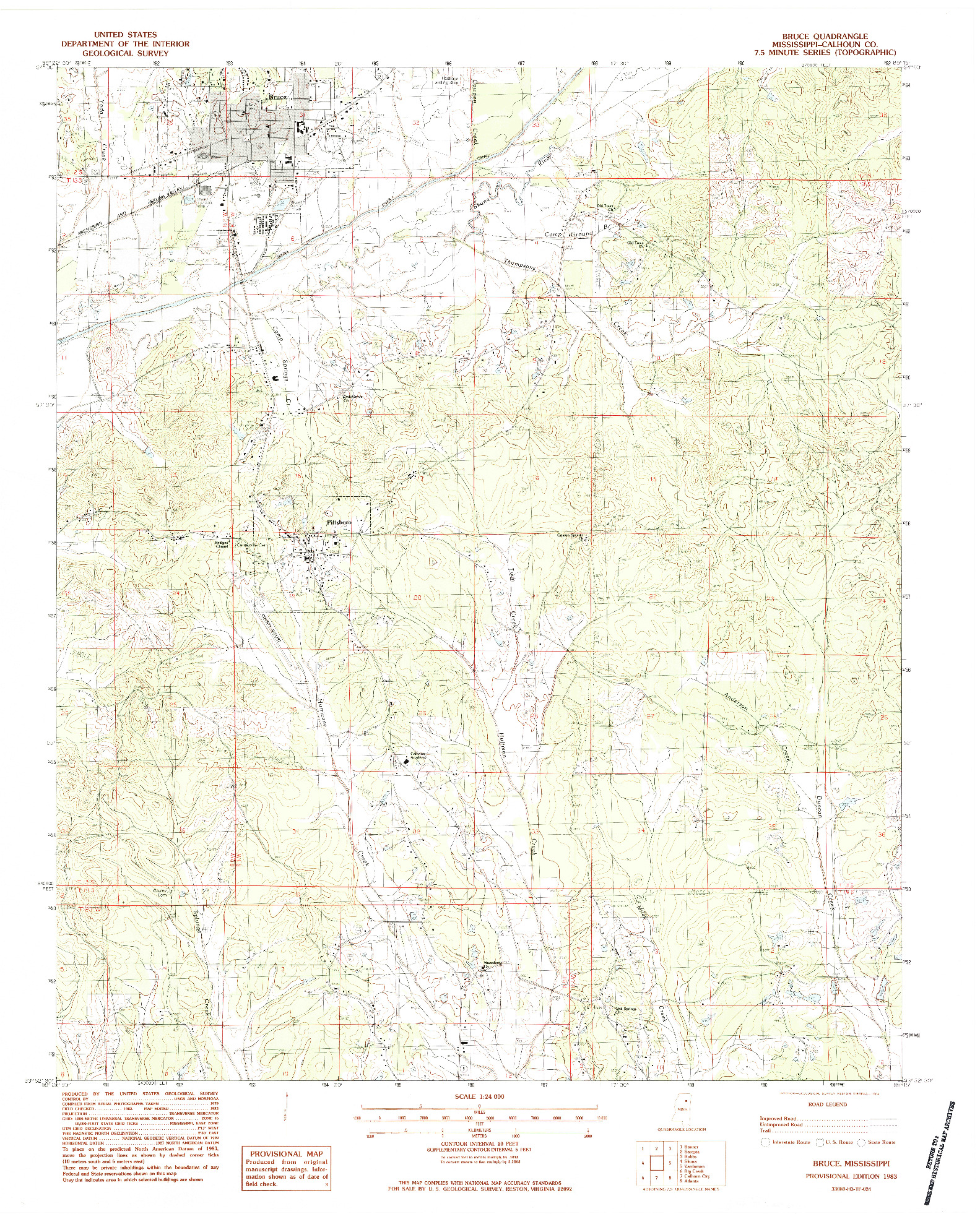 USGS 1:24000-SCALE QUADRANGLE FOR BRUCE, MS 1983