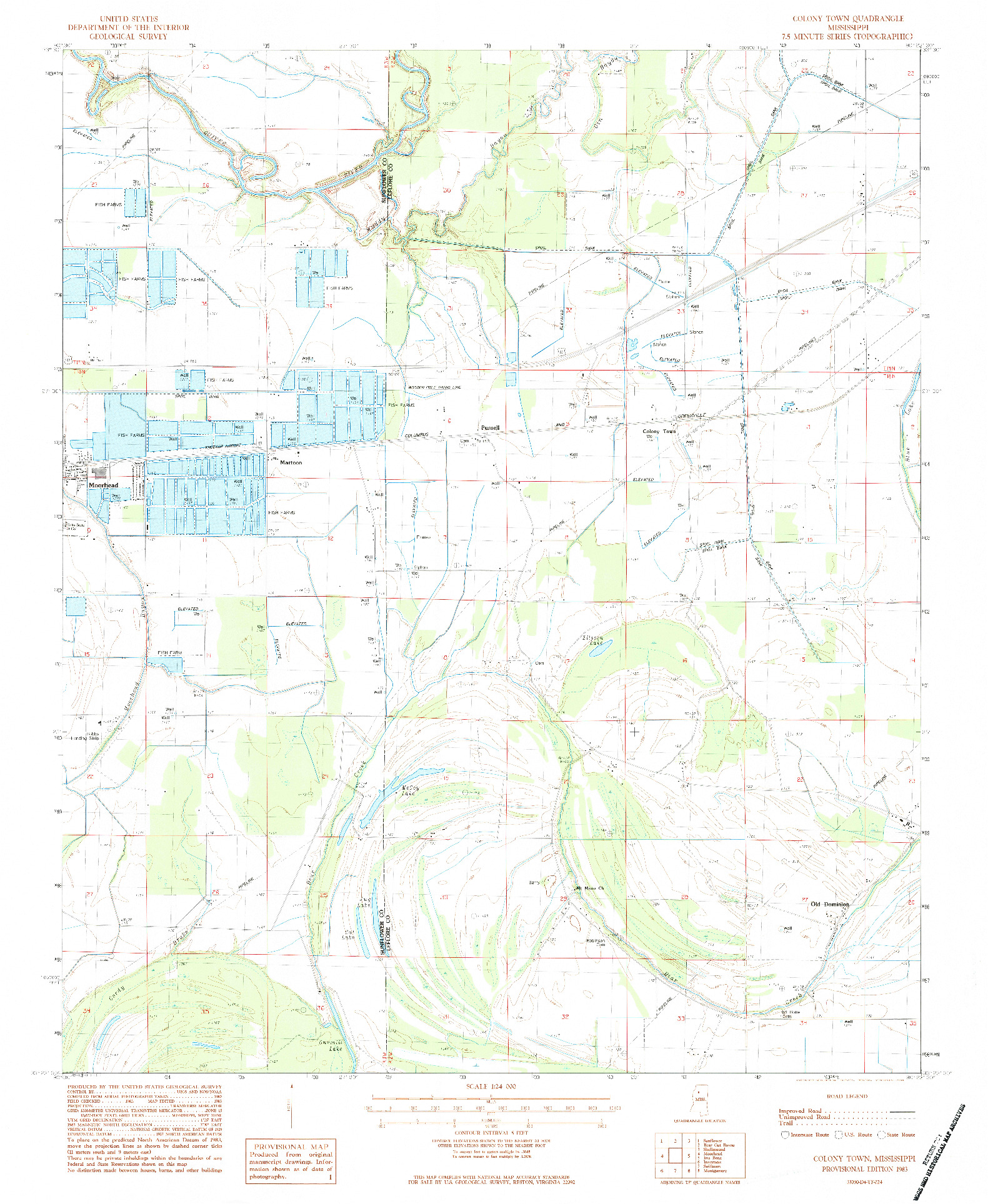 USGS 1:24000-SCALE QUADRANGLE FOR COLONY TOWN, MS 1983