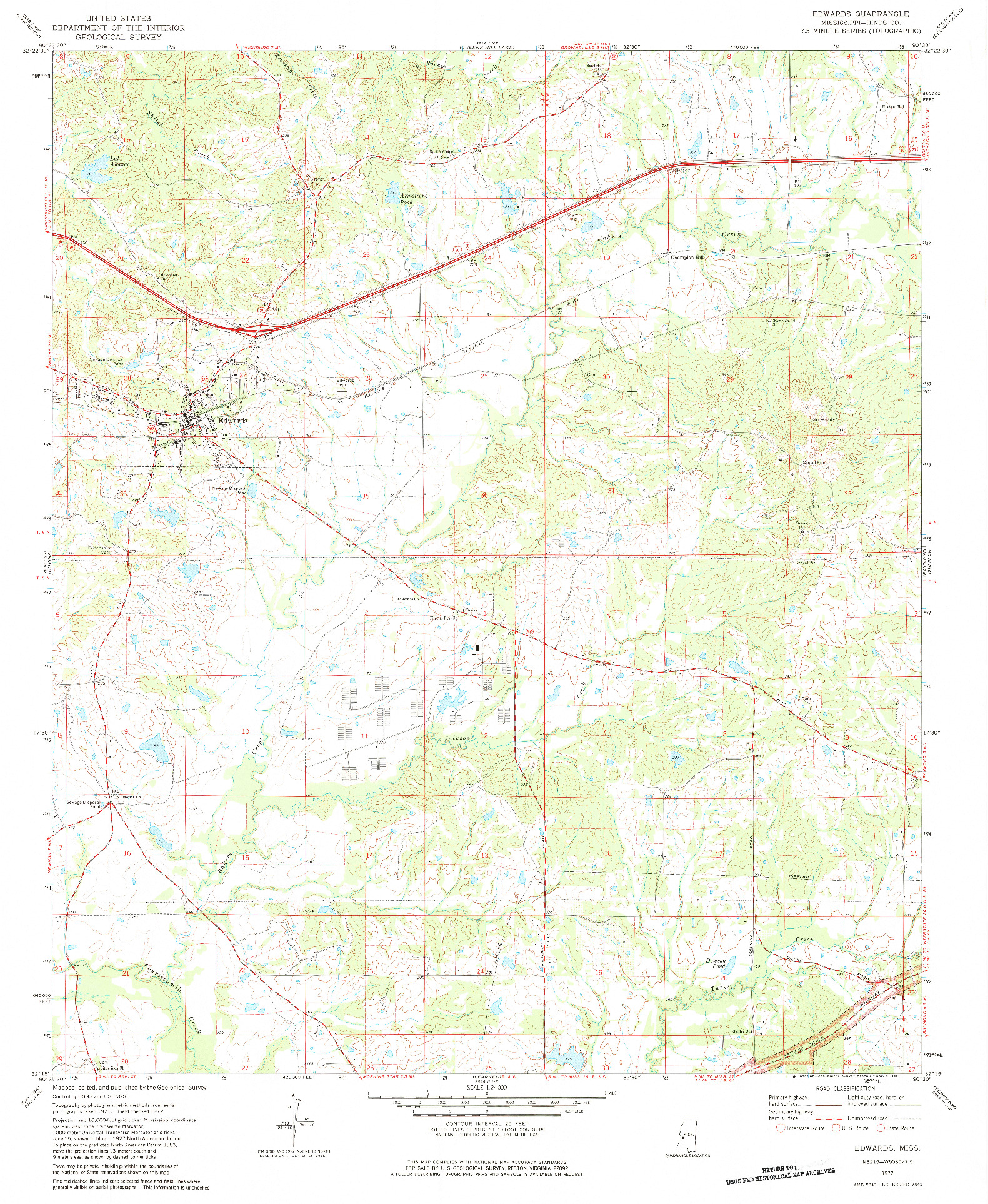 USGS 1:24000-SCALE QUADRANGLE FOR EDWARDS, MS 1972