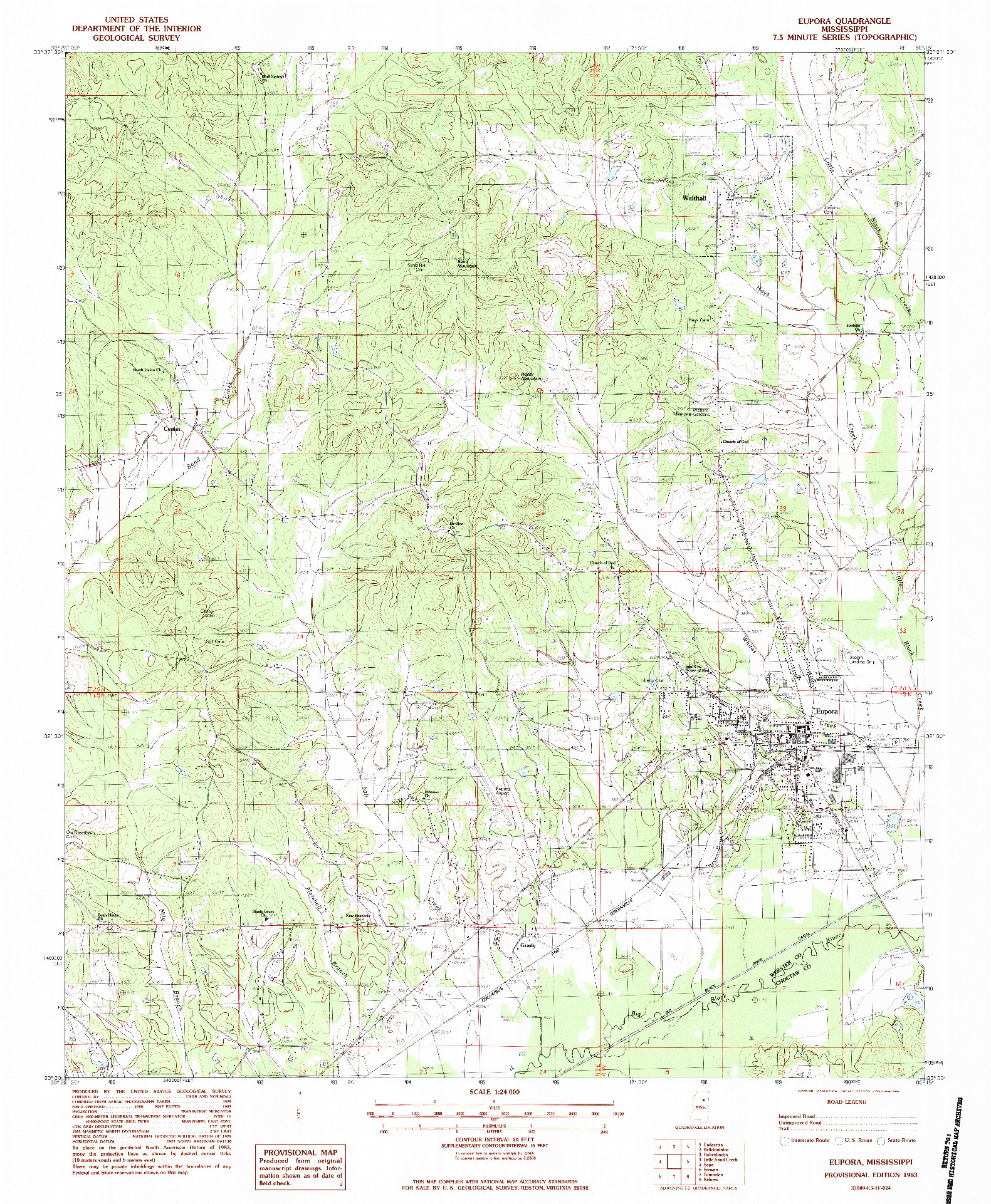 USGS 1:24000-SCALE QUADRANGLE FOR EUPORA, MS 1983