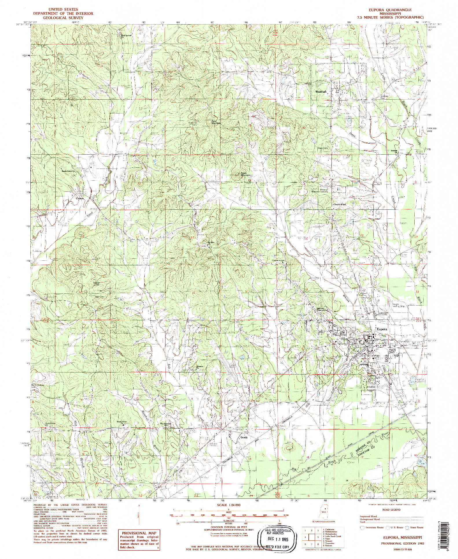 USGS 1:24000-SCALE QUADRANGLE FOR EUPORA, MS 1983
