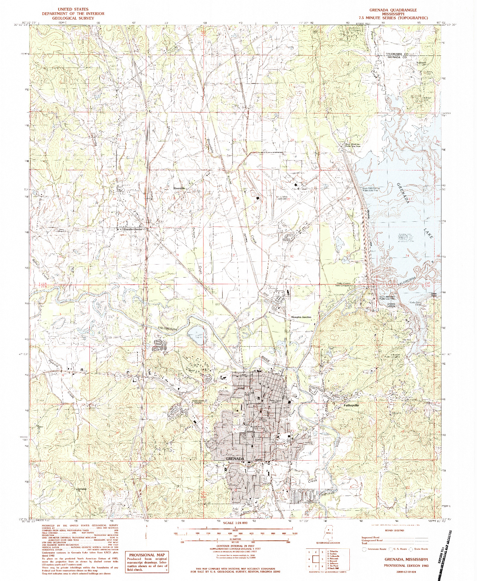 USGS 1:24000-SCALE QUADRANGLE FOR GRENADA, MS 1983