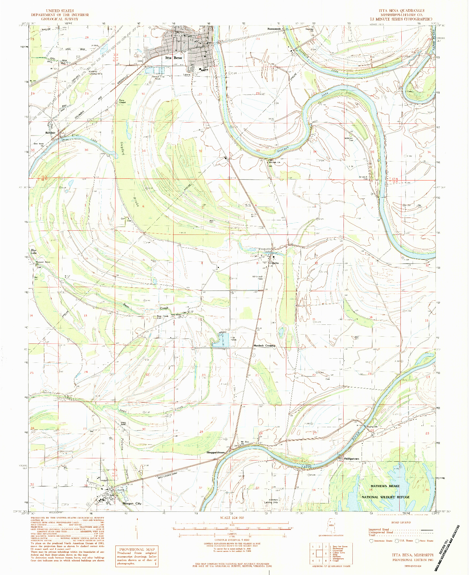 USGS 1:24000-SCALE QUADRANGLE FOR ITTA BENA, MS 1983