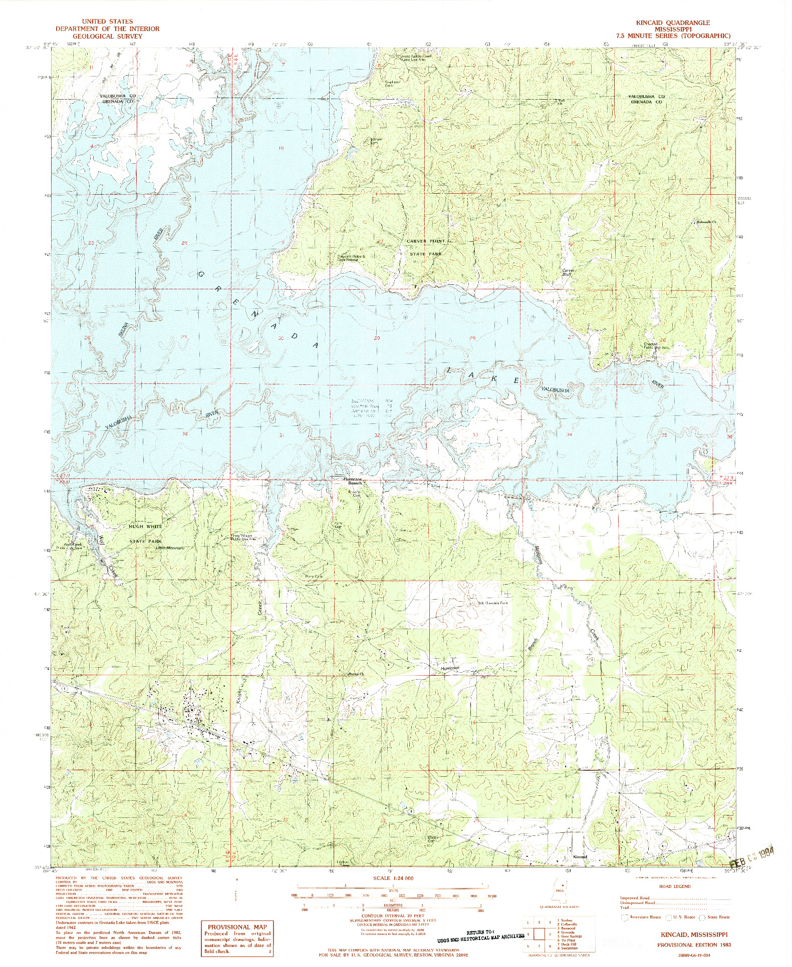 USGS 1:24000-SCALE QUADRANGLE FOR KINCAID, MS 1983
