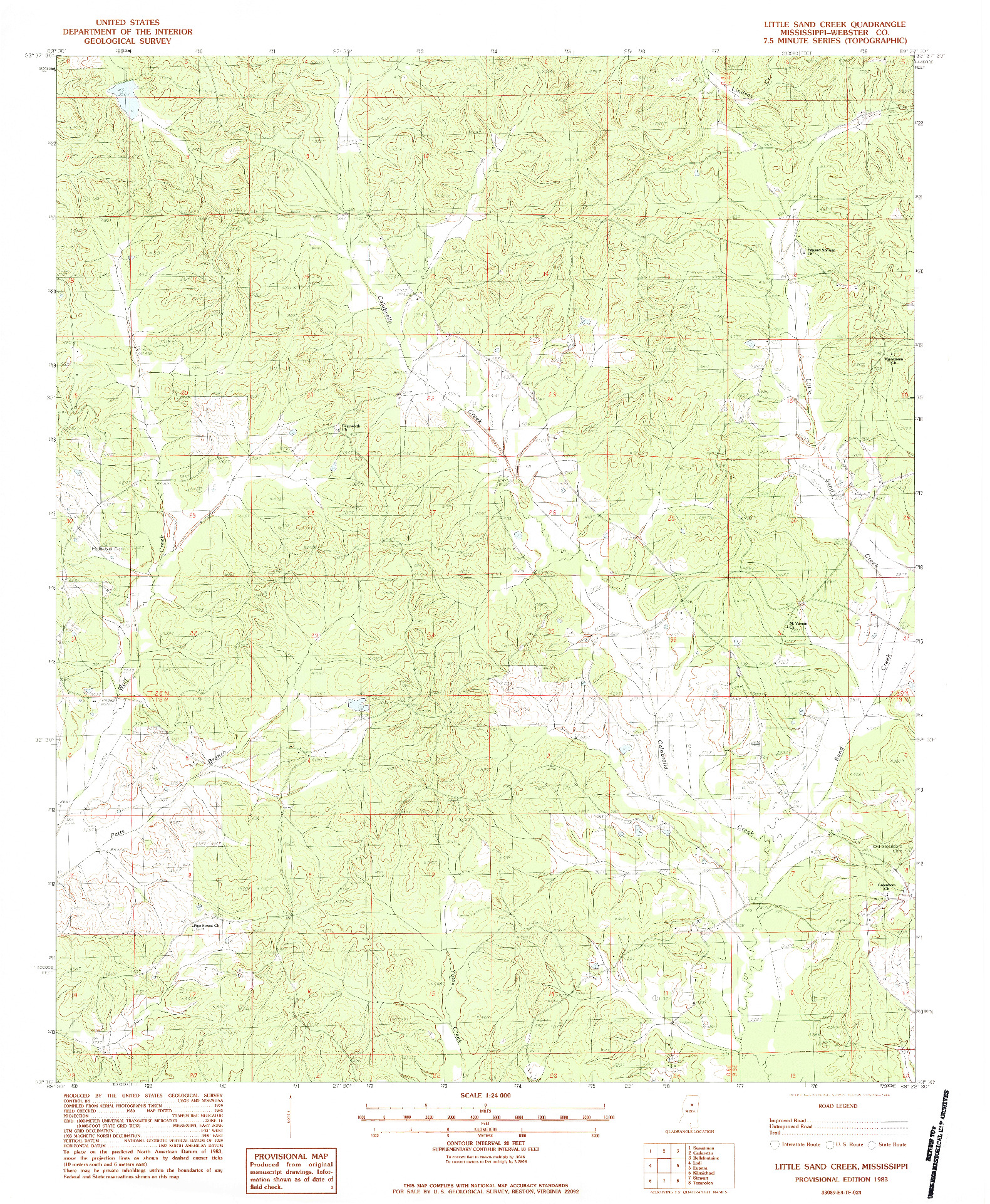 USGS 1:24000-SCALE QUADRANGLE FOR LITTLE SAND CREEK, MS 1983