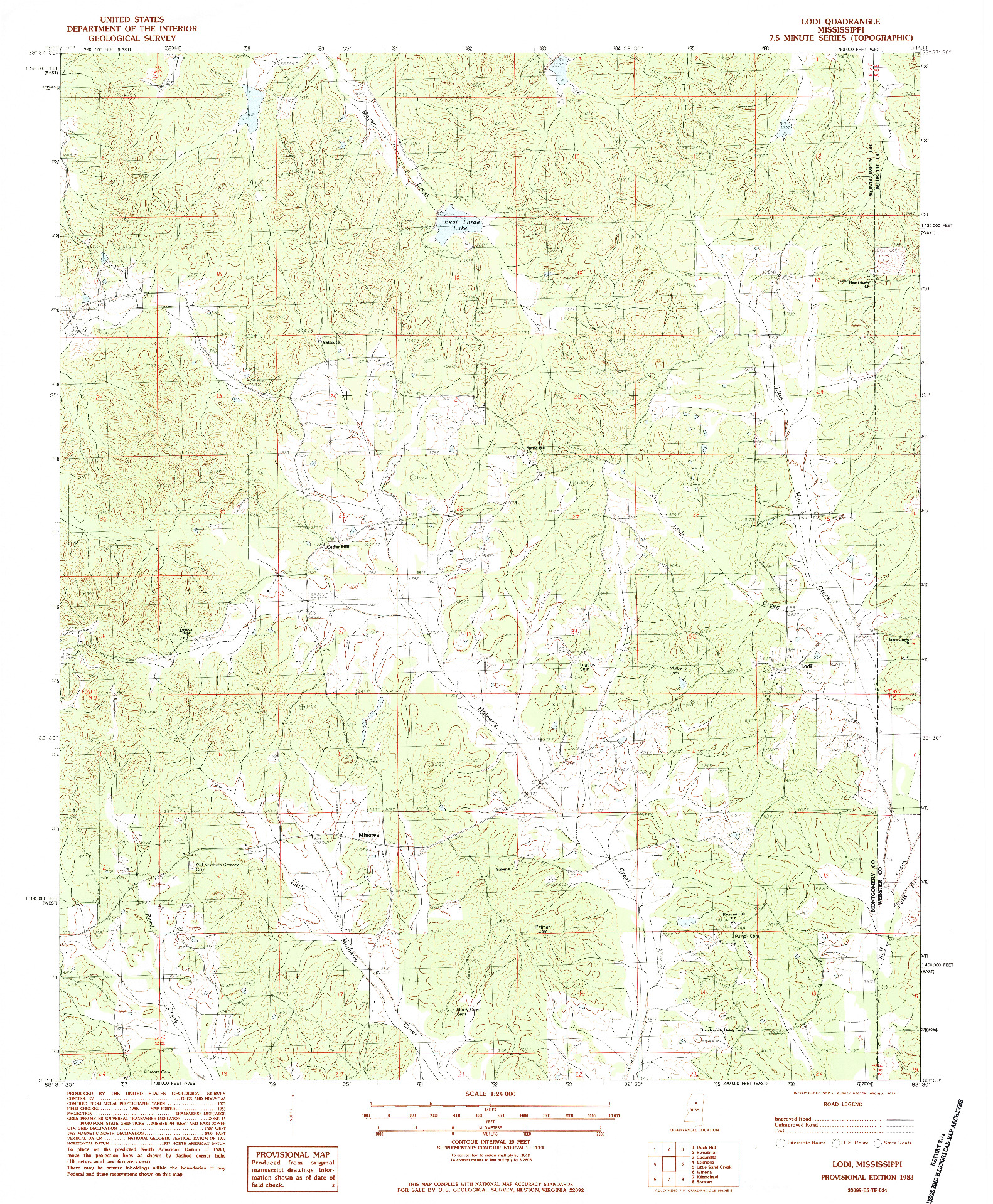 USGS 1:24000-SCALE QUADRANGLE FOR LODI, MS 1983