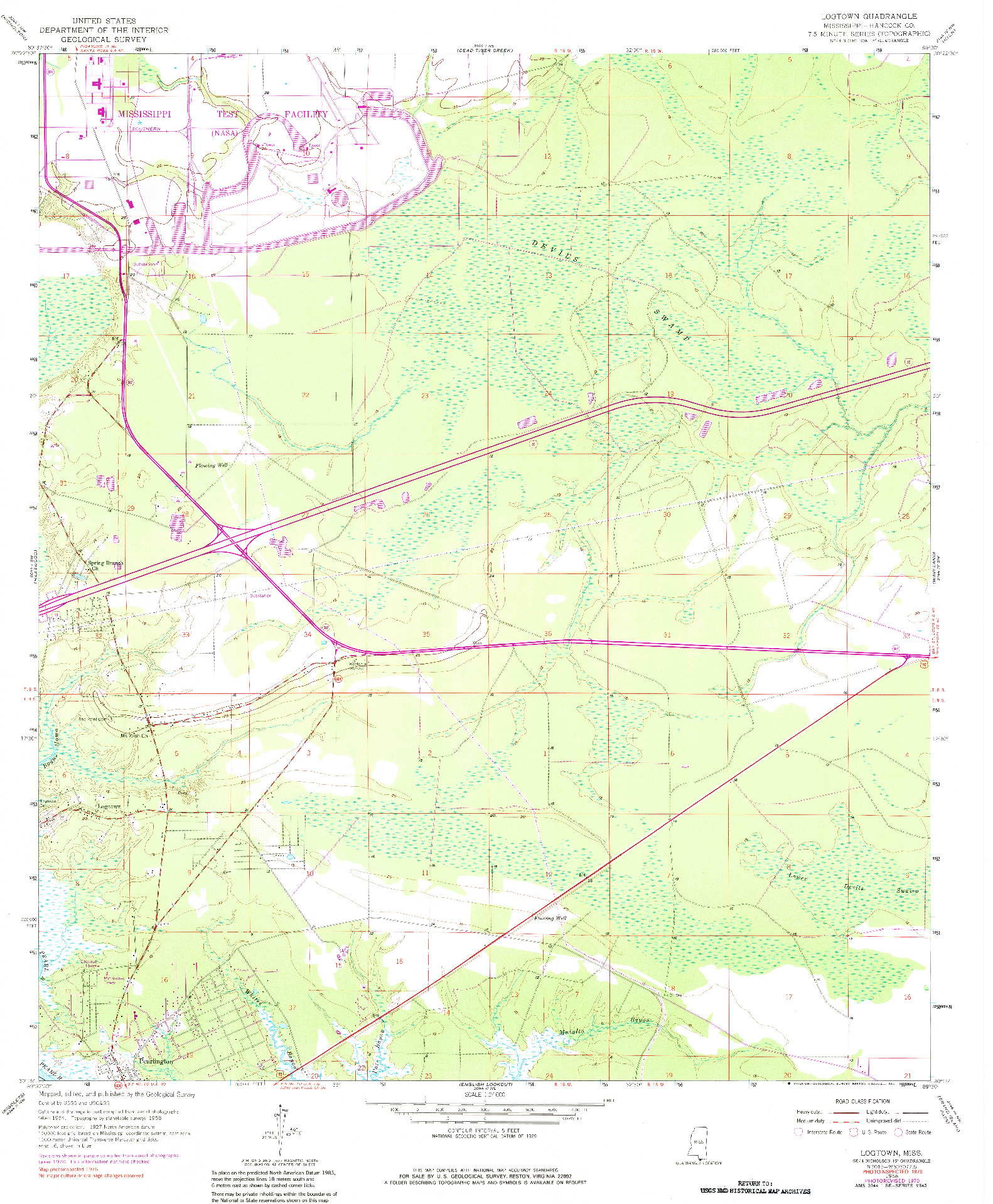 USGS 1:24000-SCALE QUADRANGLE FOR LOGTOWN, MS 1958