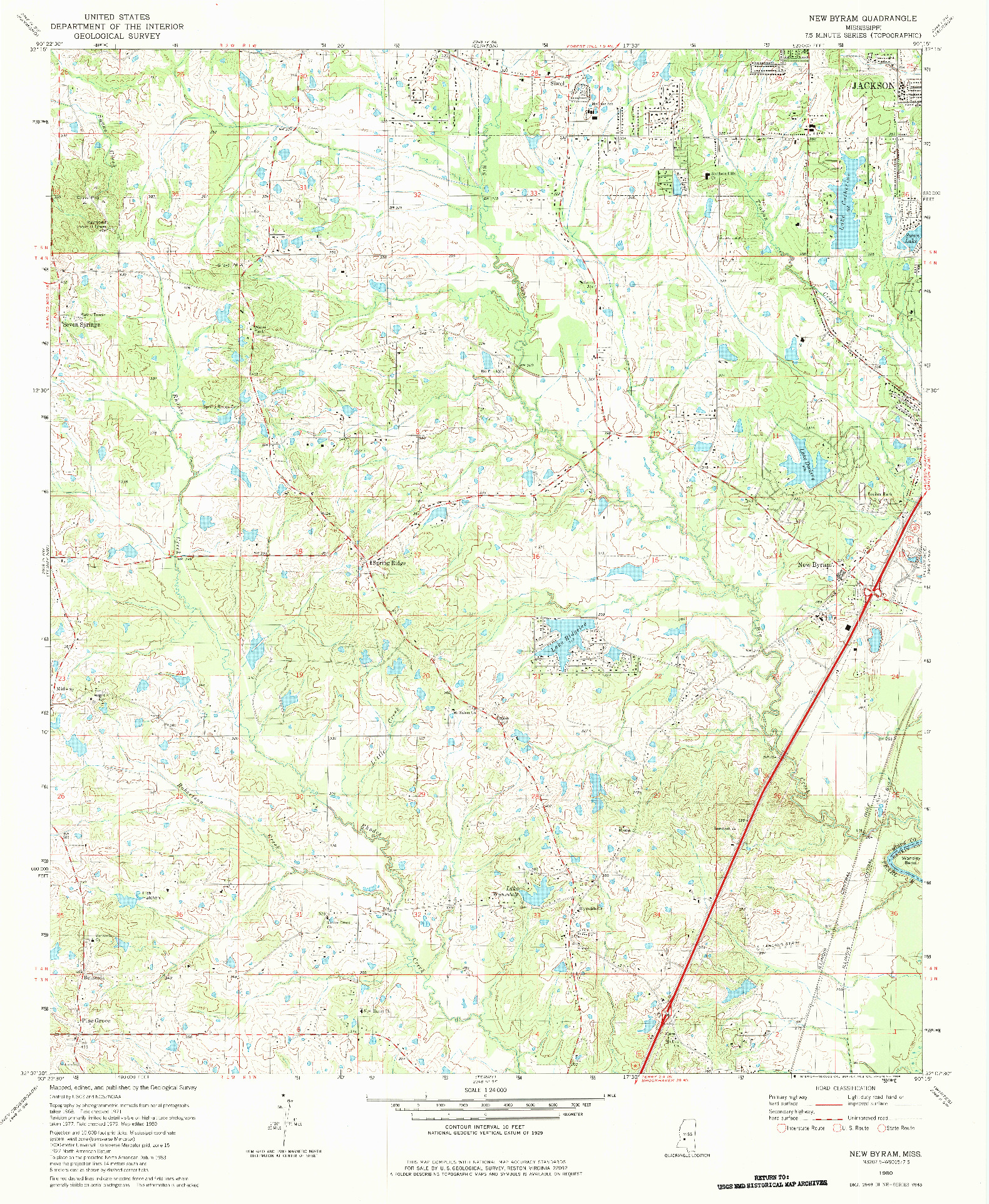 USGS 1:24000-SCALE QUADRANGLE FOR NEW BYRAM, MS 1980