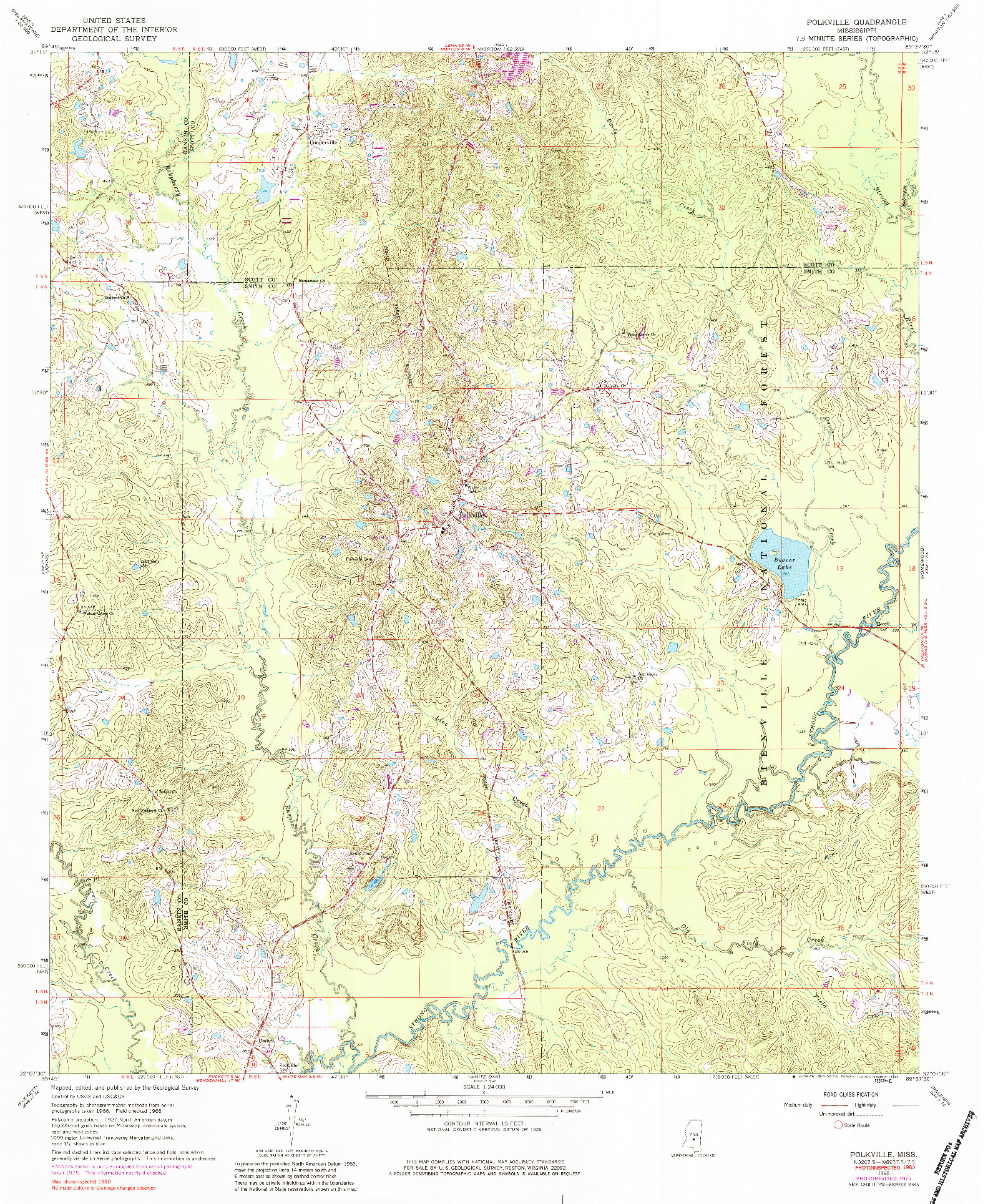 USGS 1:24000-SCALE QUADRANGLE FOR POLKVILLE, MS 1968