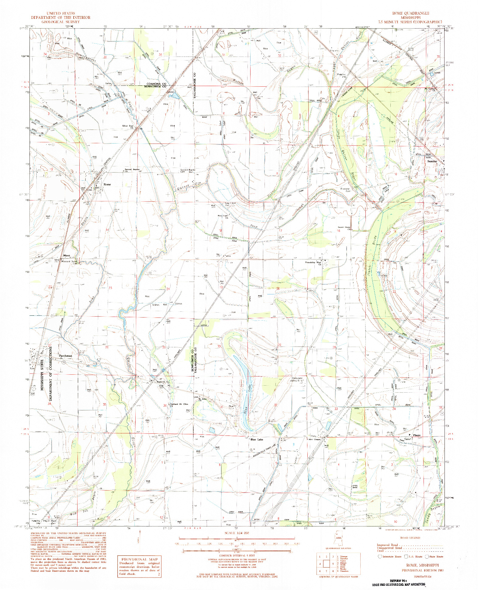 USGS 1:24000-SCALE QUADRANGLE FOR ROME, MS 1983