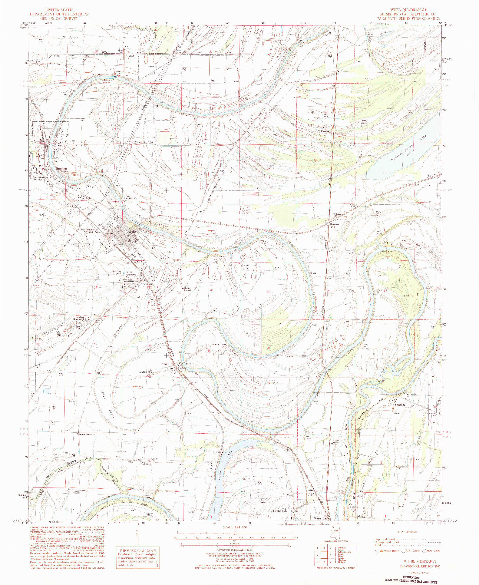 USGS 1:24000-SCALE QUADRANGLE FOR WEBB, MS 1983