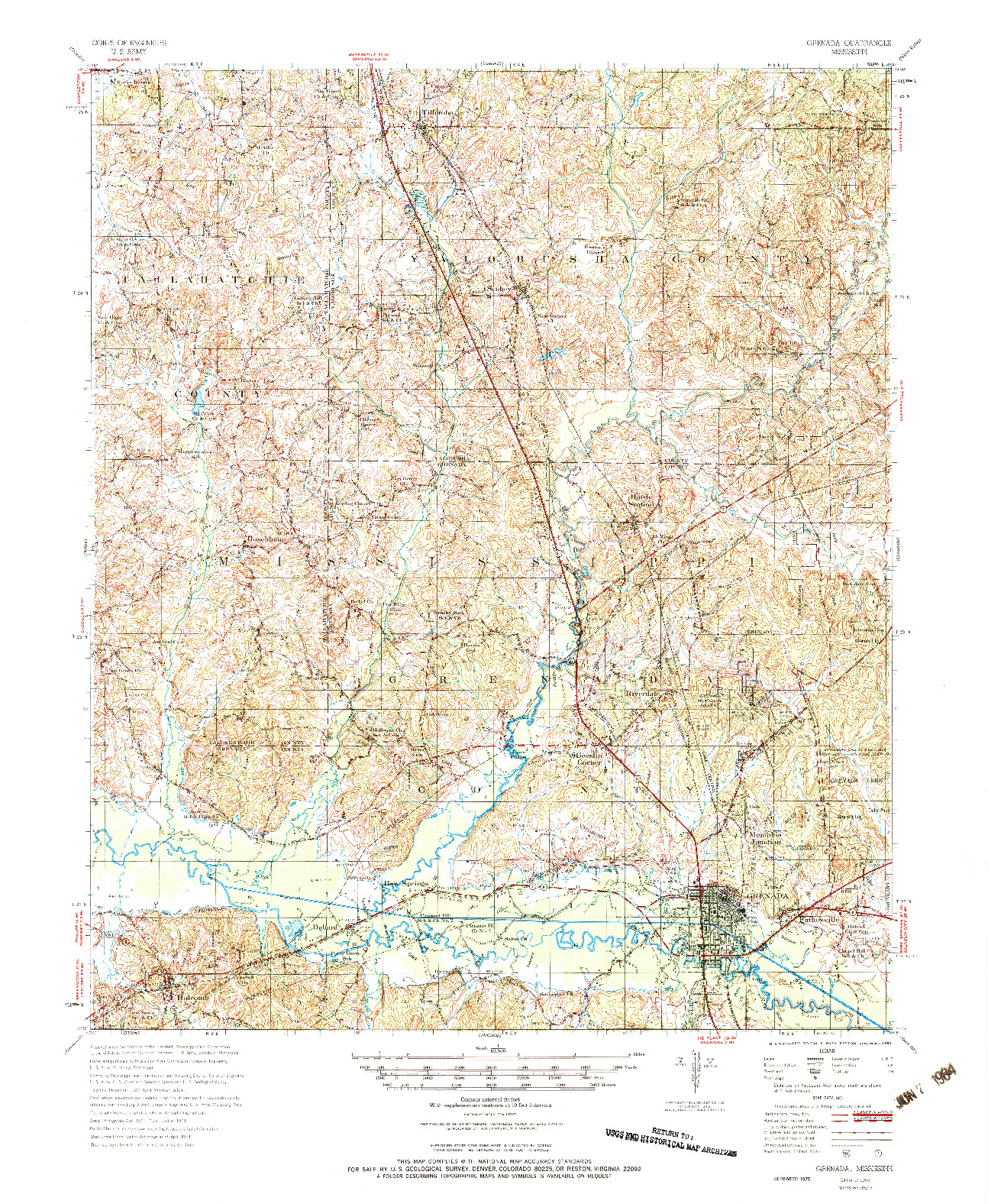 USGS 1:62500-SCALE QUADRANGLE FOR GRENADA, MS 1954