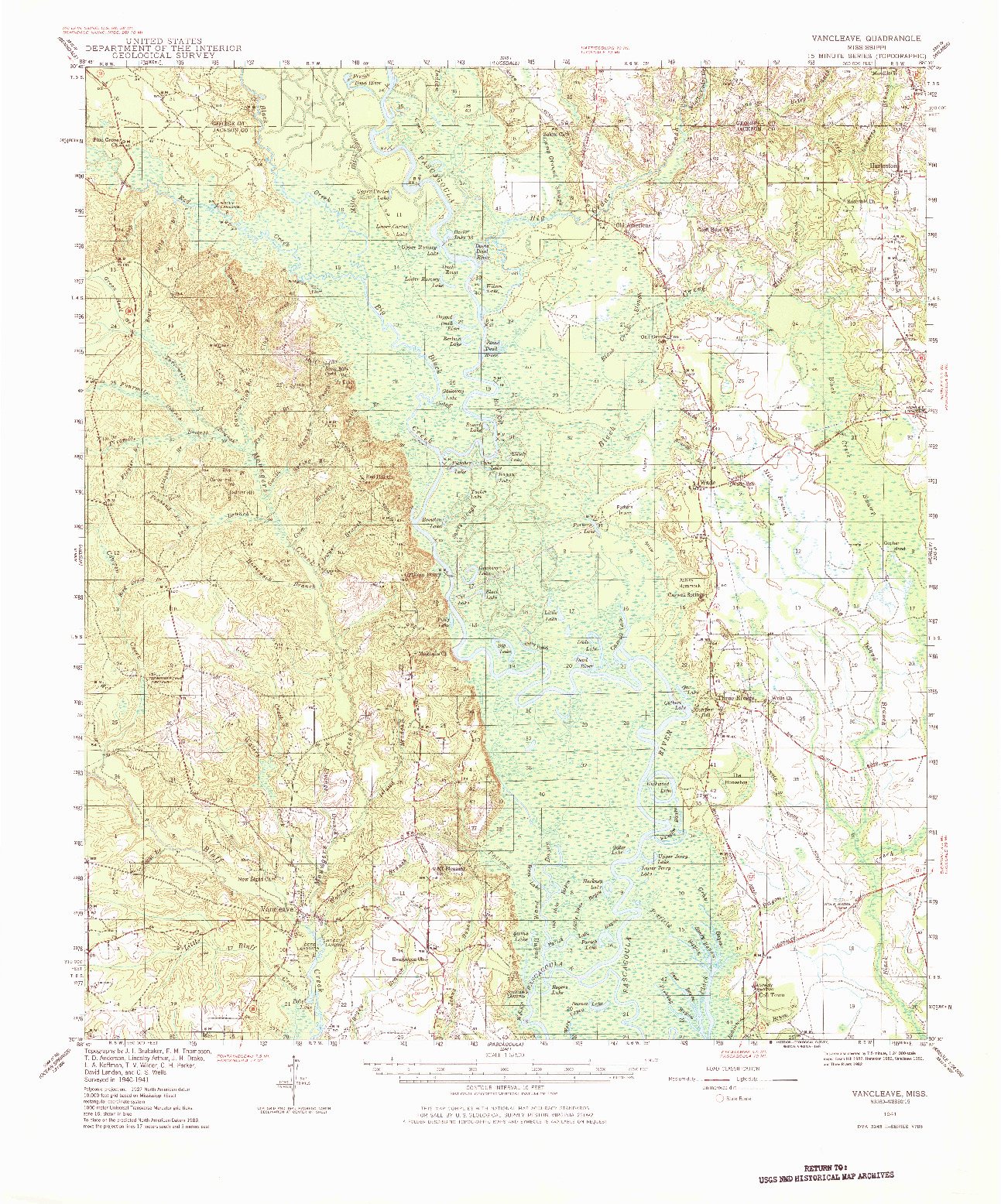 USGS 1:62500-SCALE QUADRANGLE FOR VANCLEAVE, MS 1941