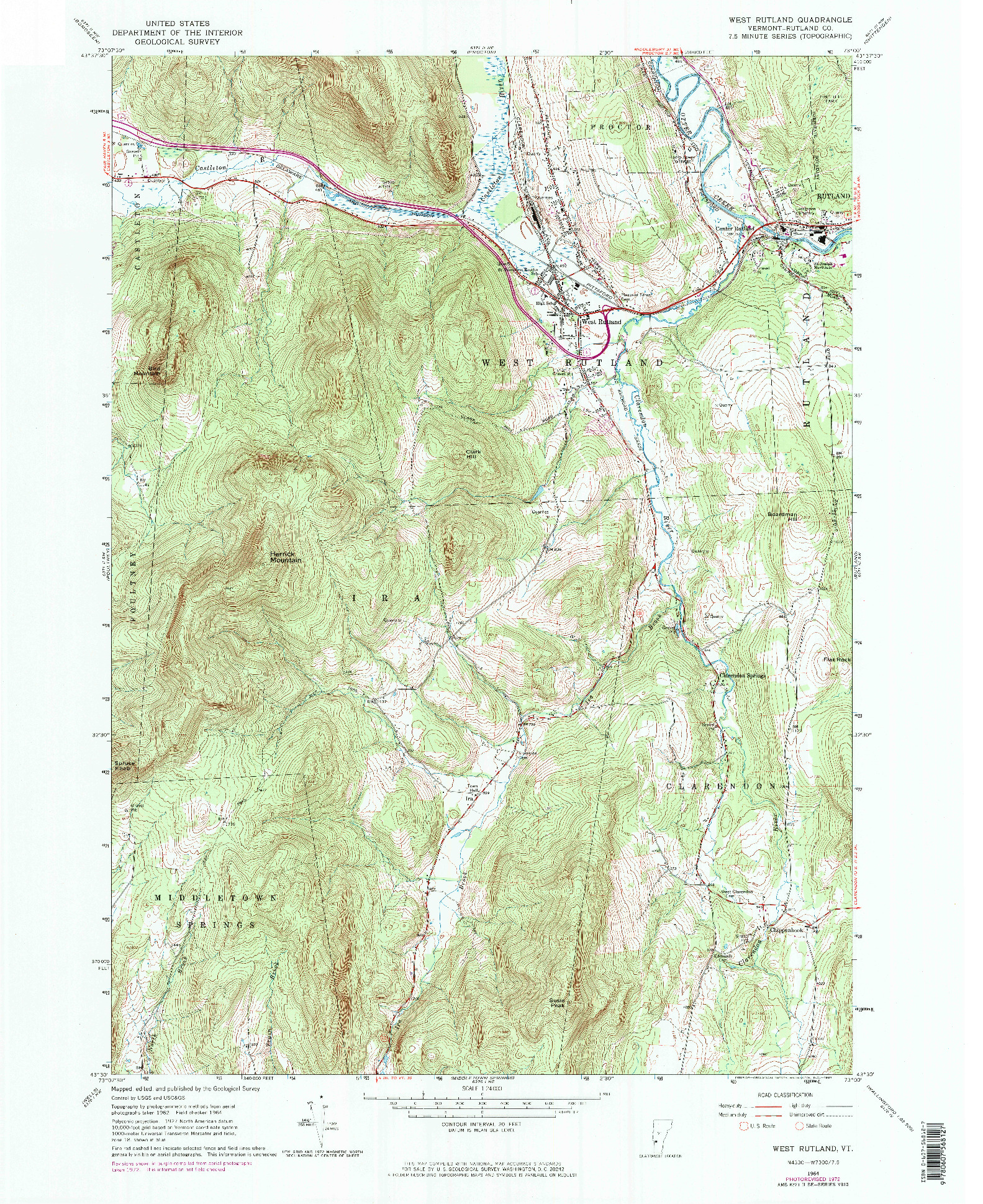 USGS 1:24000-SCALE QUADRANGLE FOR WEST RUTLAND, VT 1964